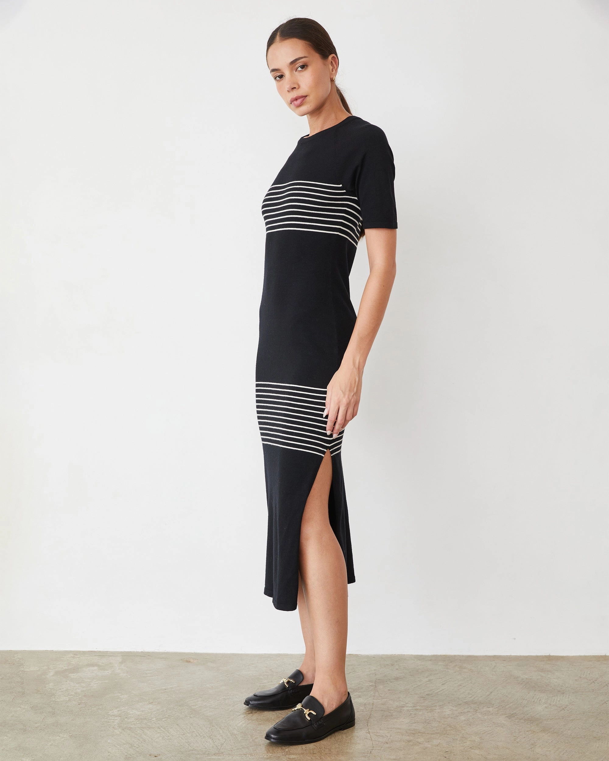 Smooth Quality Light Soft Knit Stripe Dress