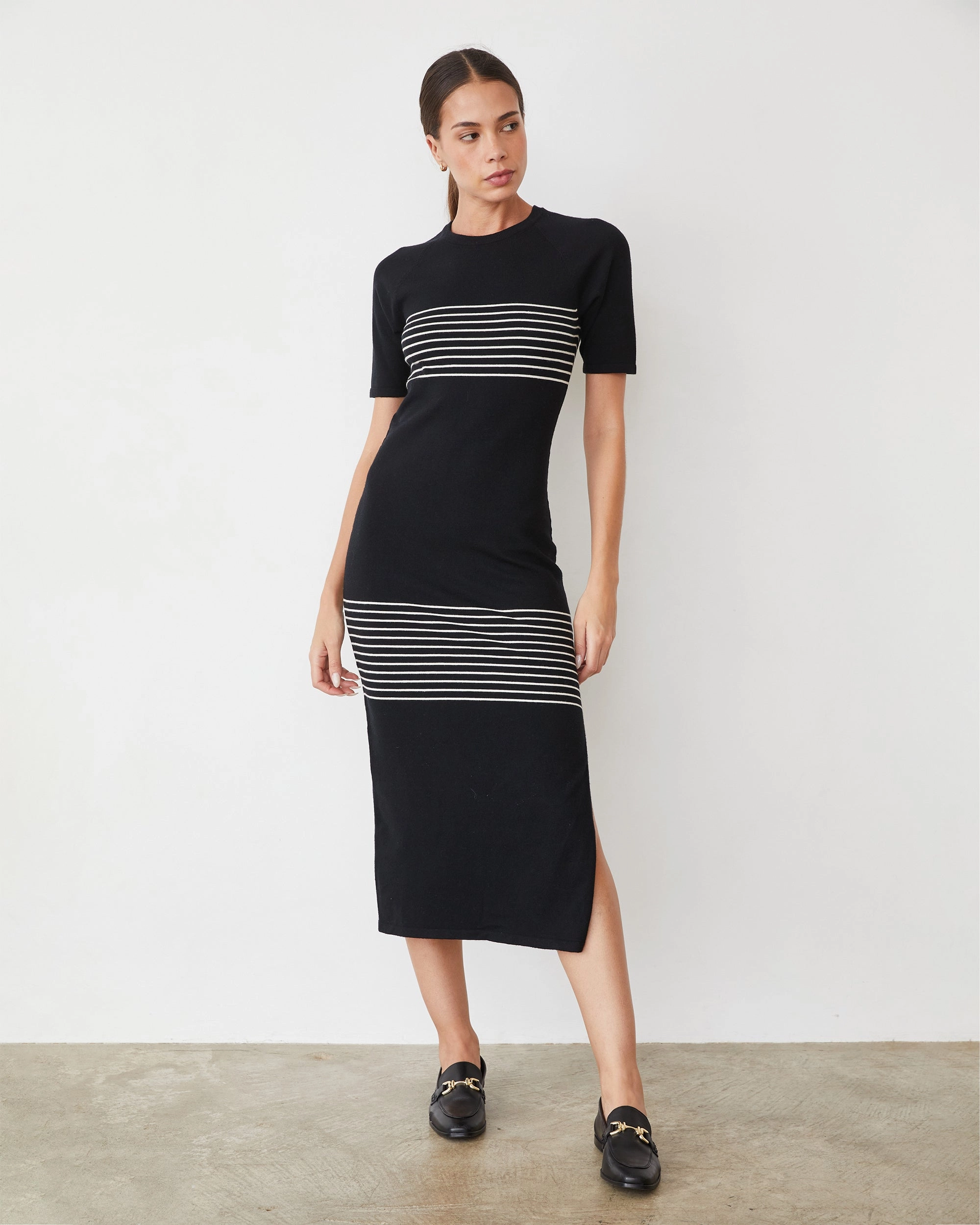 Smooth Quality Light Soft Knit Stripe Dress