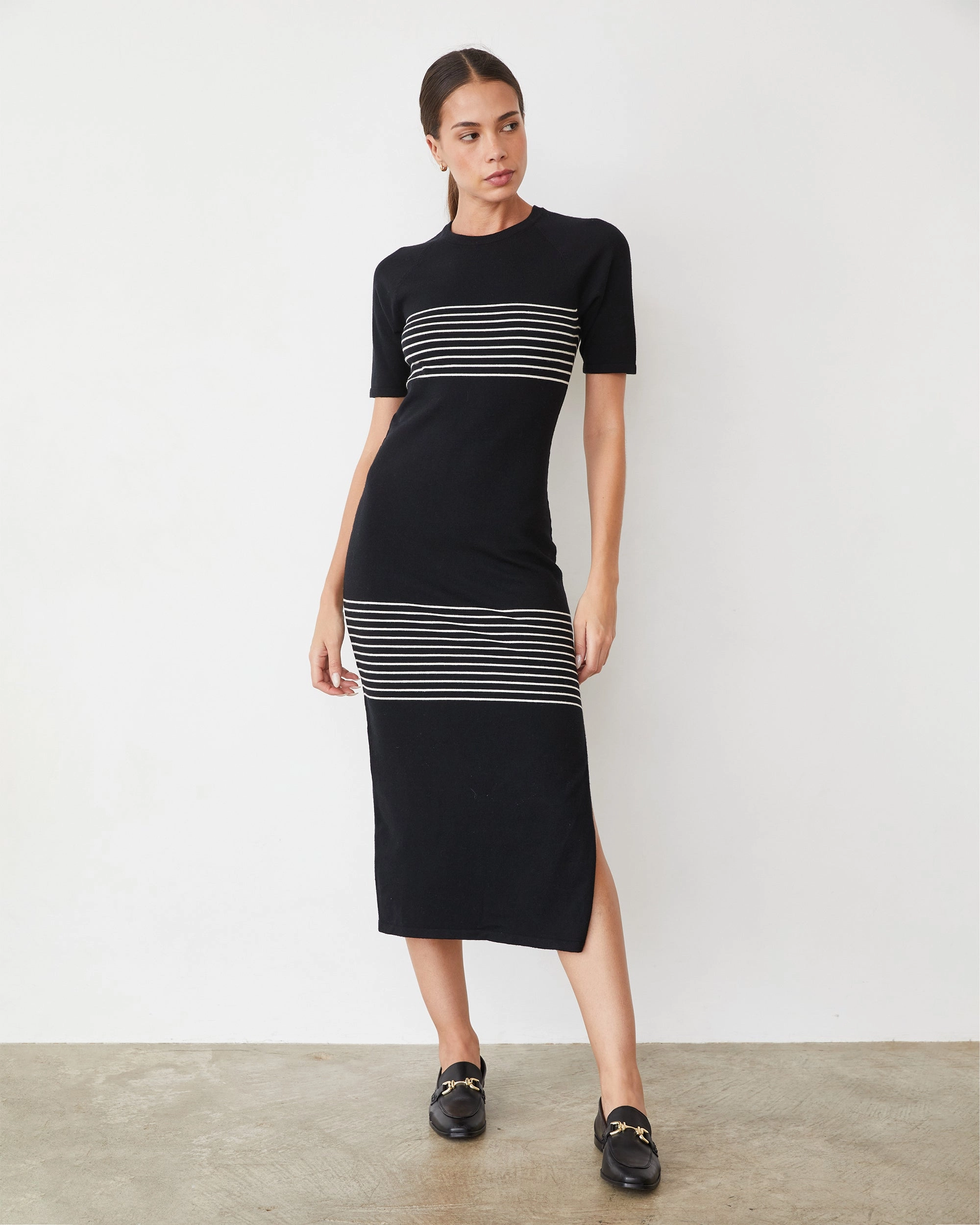 Smooth Quality Light Soft Knit Stripe Dress