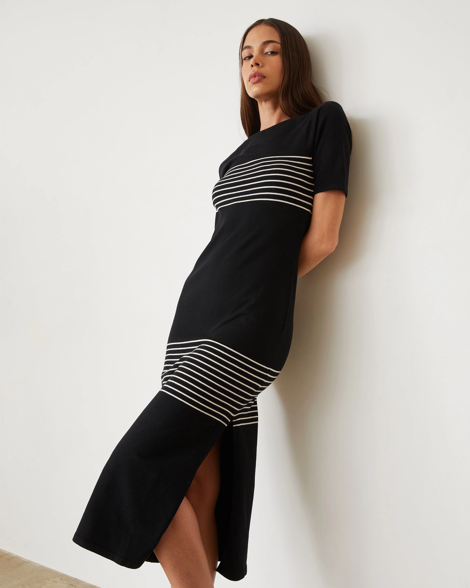 Smooth Quality Light Soft Knit Stripe Dress