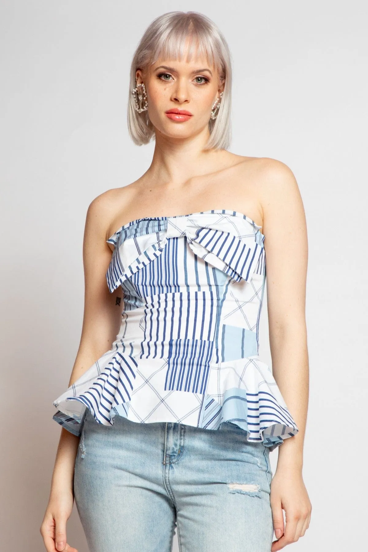 Snake Skin Valentina Top - Regatta Stripe