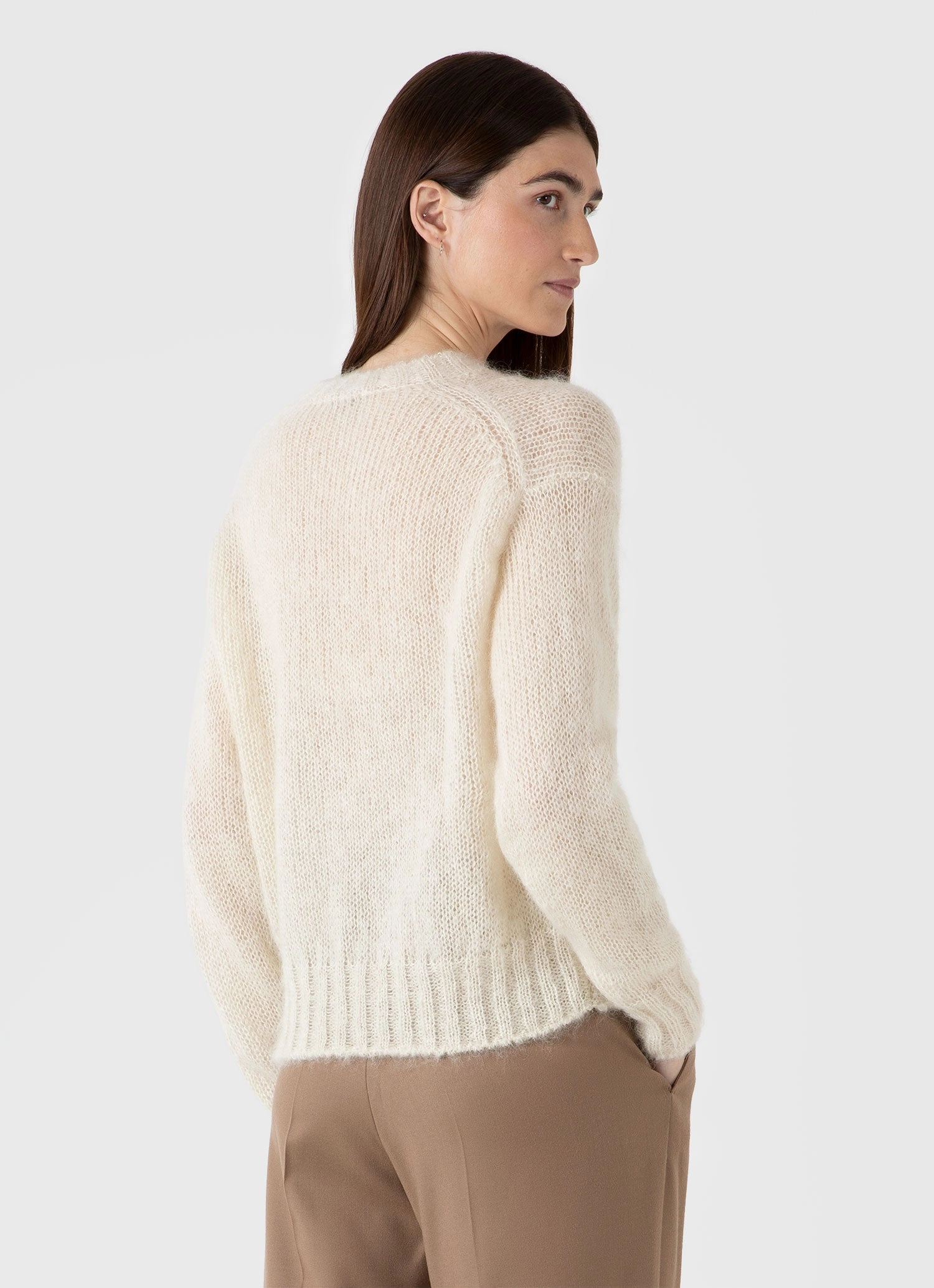 Snug feel Women's Mohair Silk Jumper in Ecru
