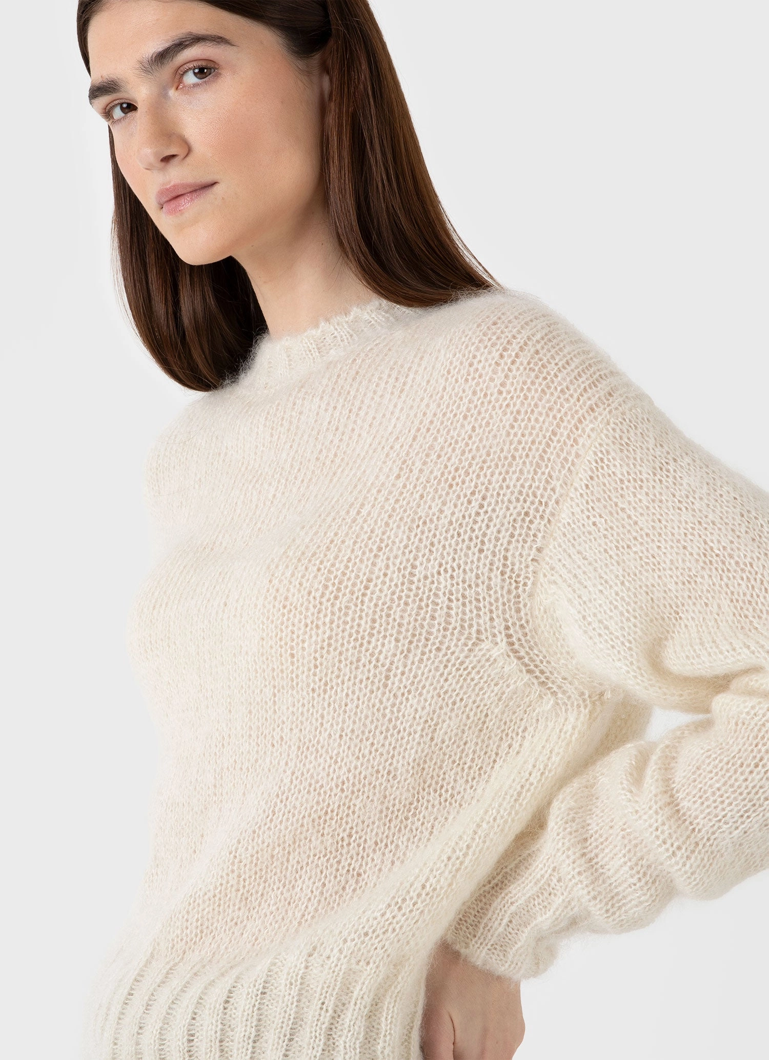Snug feel Women's Mohair Silk Jumper in Ecru