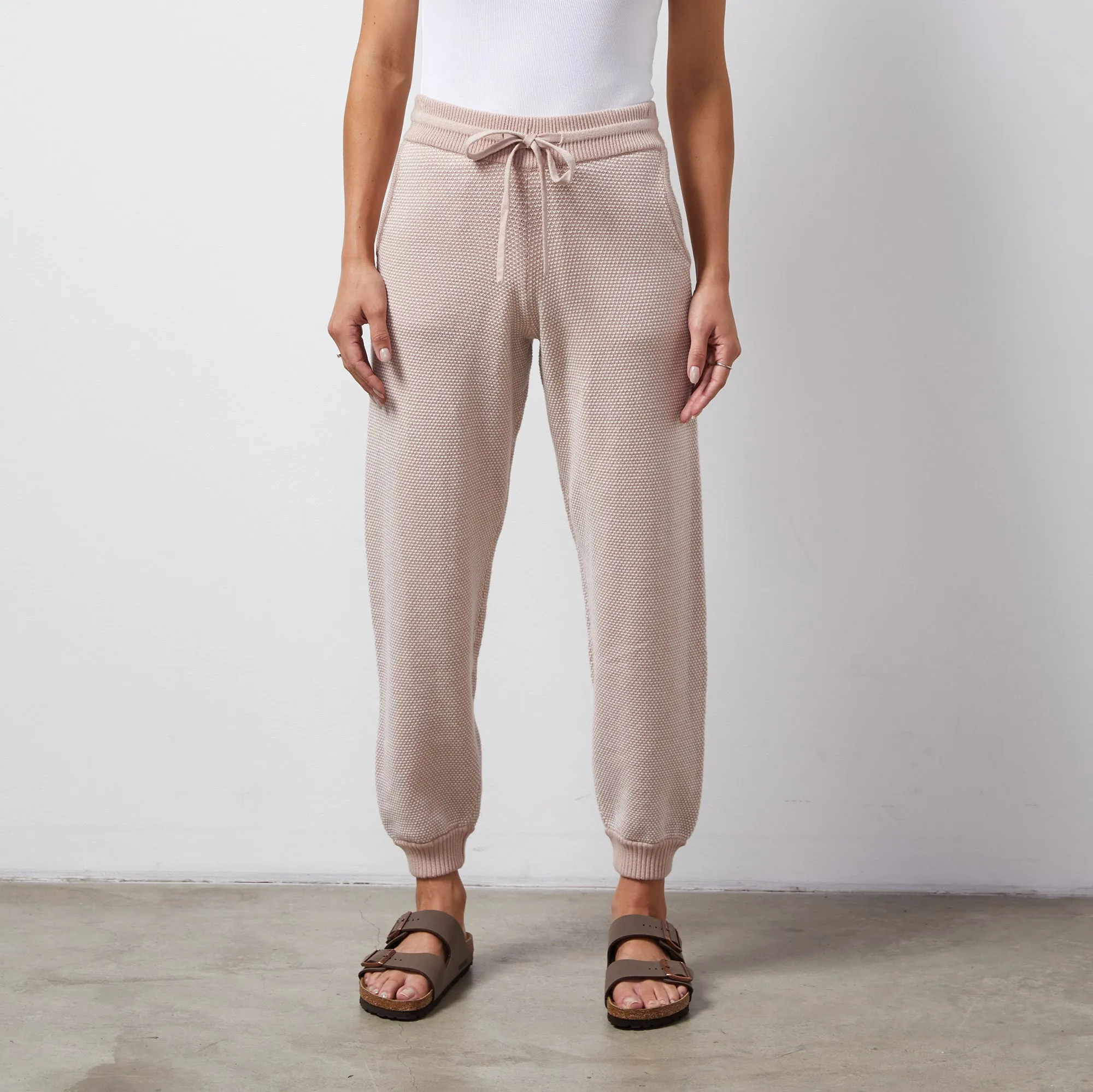 Back Slit Soft Knit Textured Cuffed Jogger