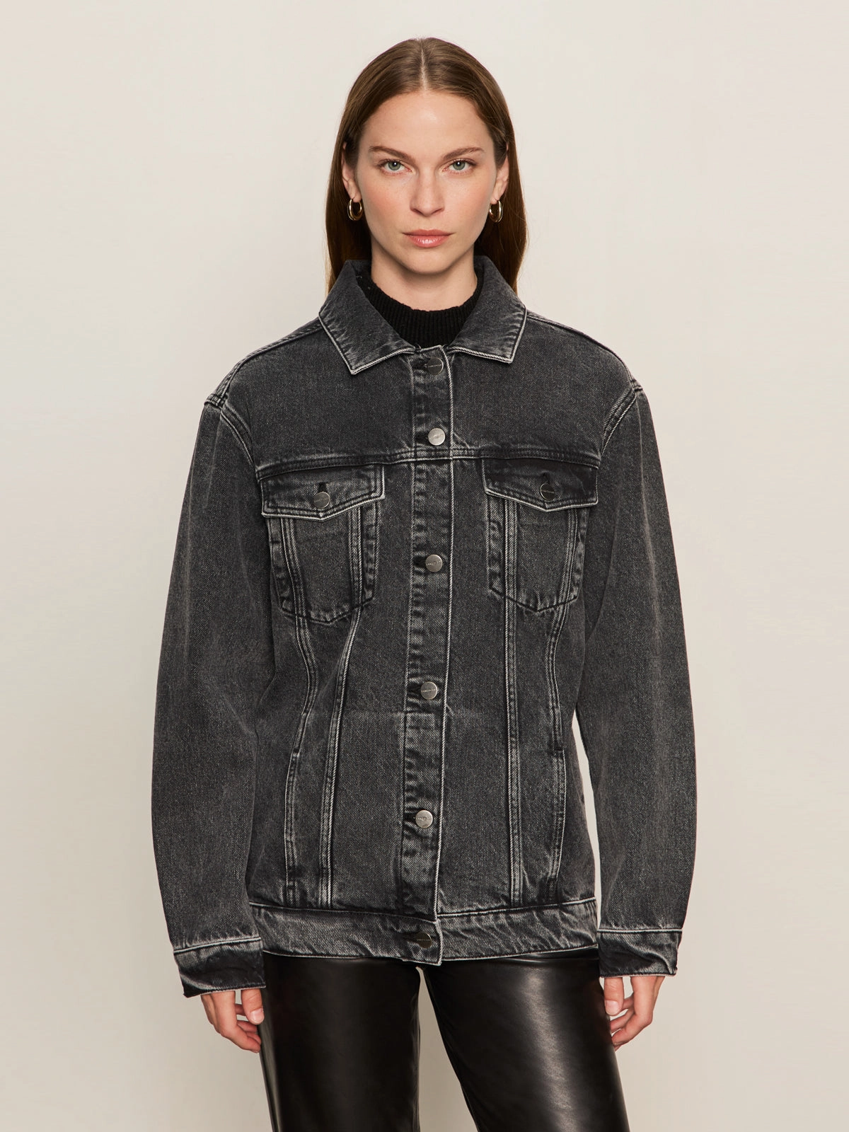 Soft Appeal Boyfriend Trucker Jacket Washed Black Denim