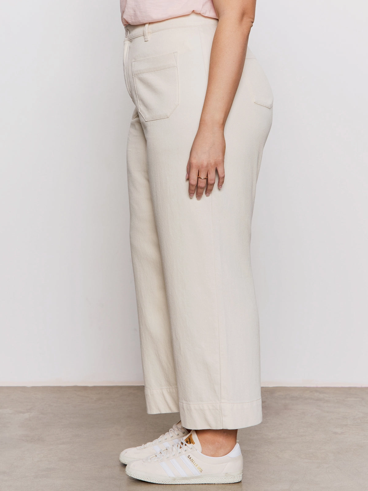 Soft Fabric Soft Marine Wide Leg Standard Rise Crop Pant Macrame Extended Sizing