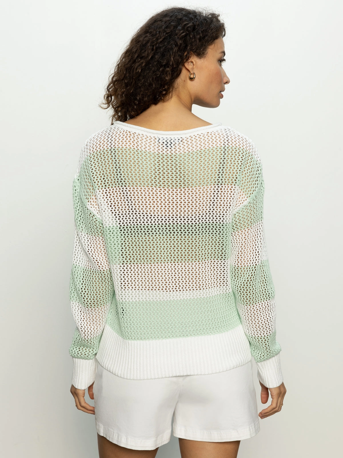 soft fit Open Knit Sweater Mint Tea / Chalk