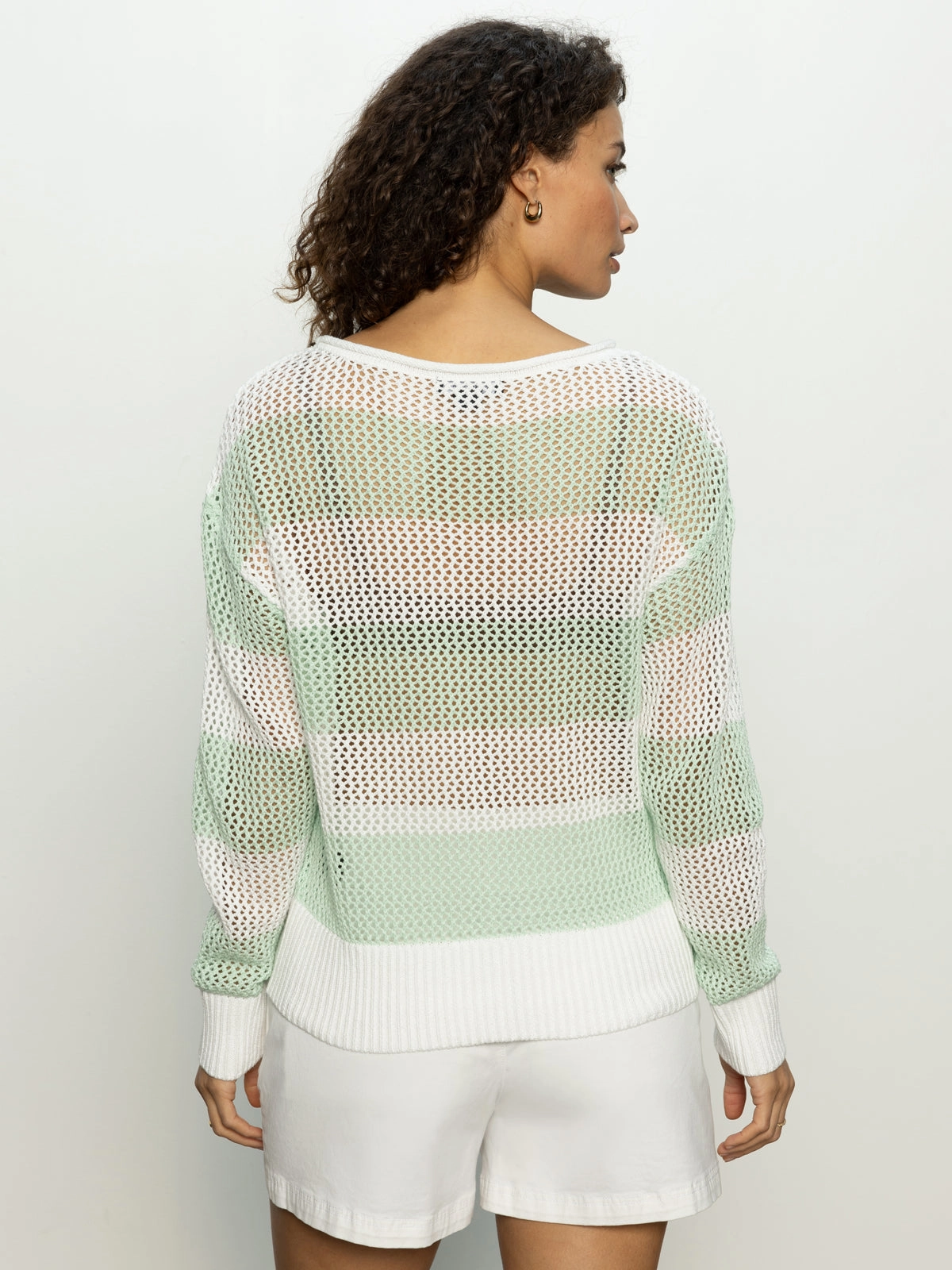 soft fit Open Knit Sweater Mint Tea / Chalk