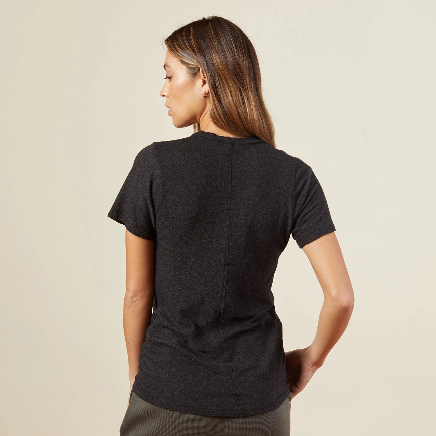 soft fit Textured Tri-Blend Fitted V Neck Tee