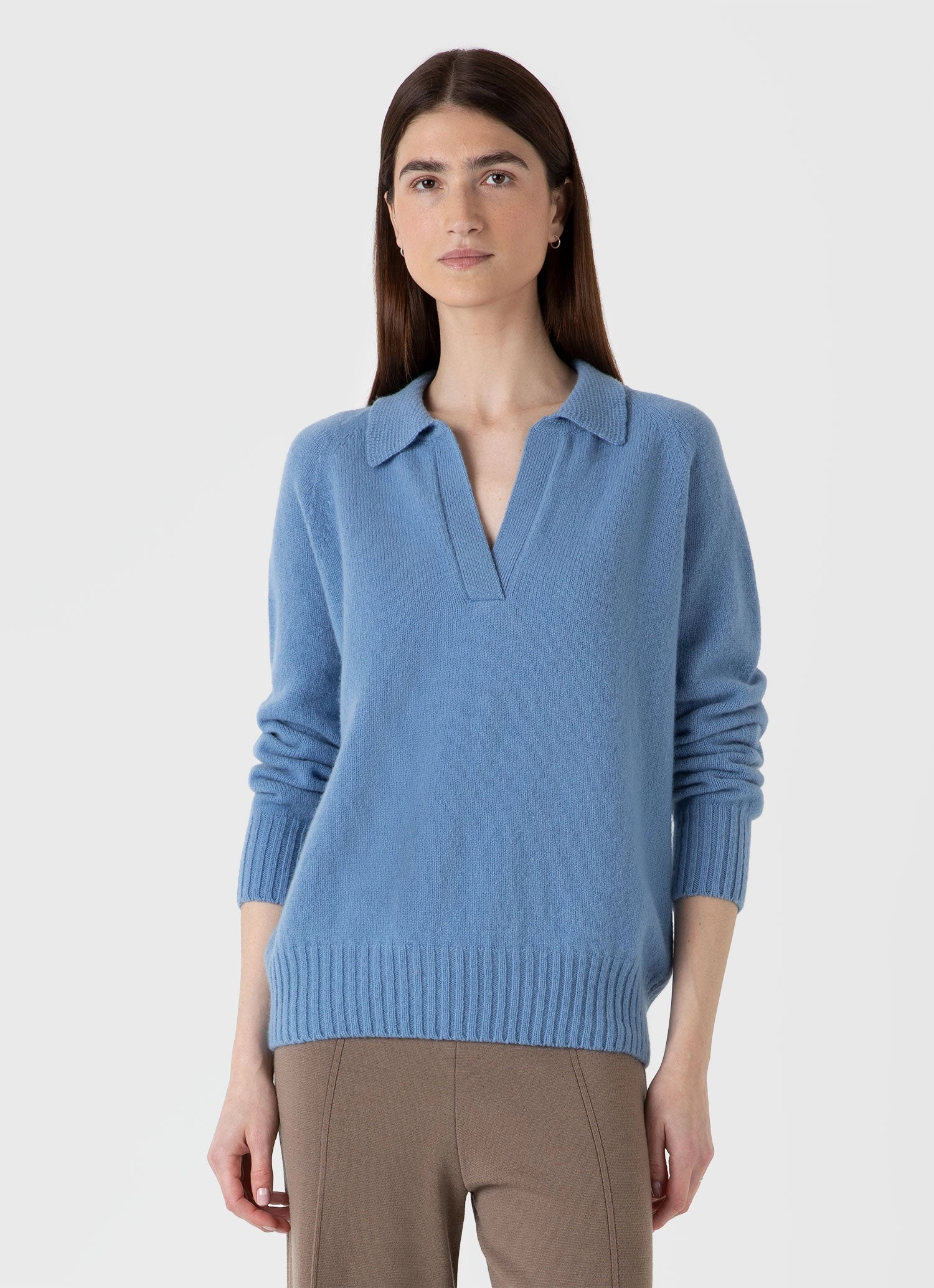 Daily Wear Women's Lambswool Polo Jumper in Cornflower