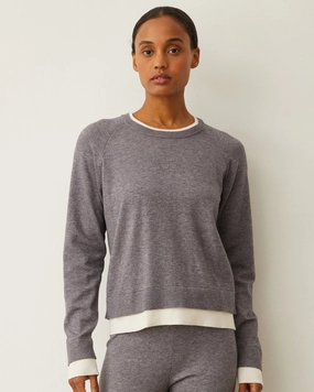 Seminar Ready Polished Finish Soft Knit Crew Neck Contrast Sweater
