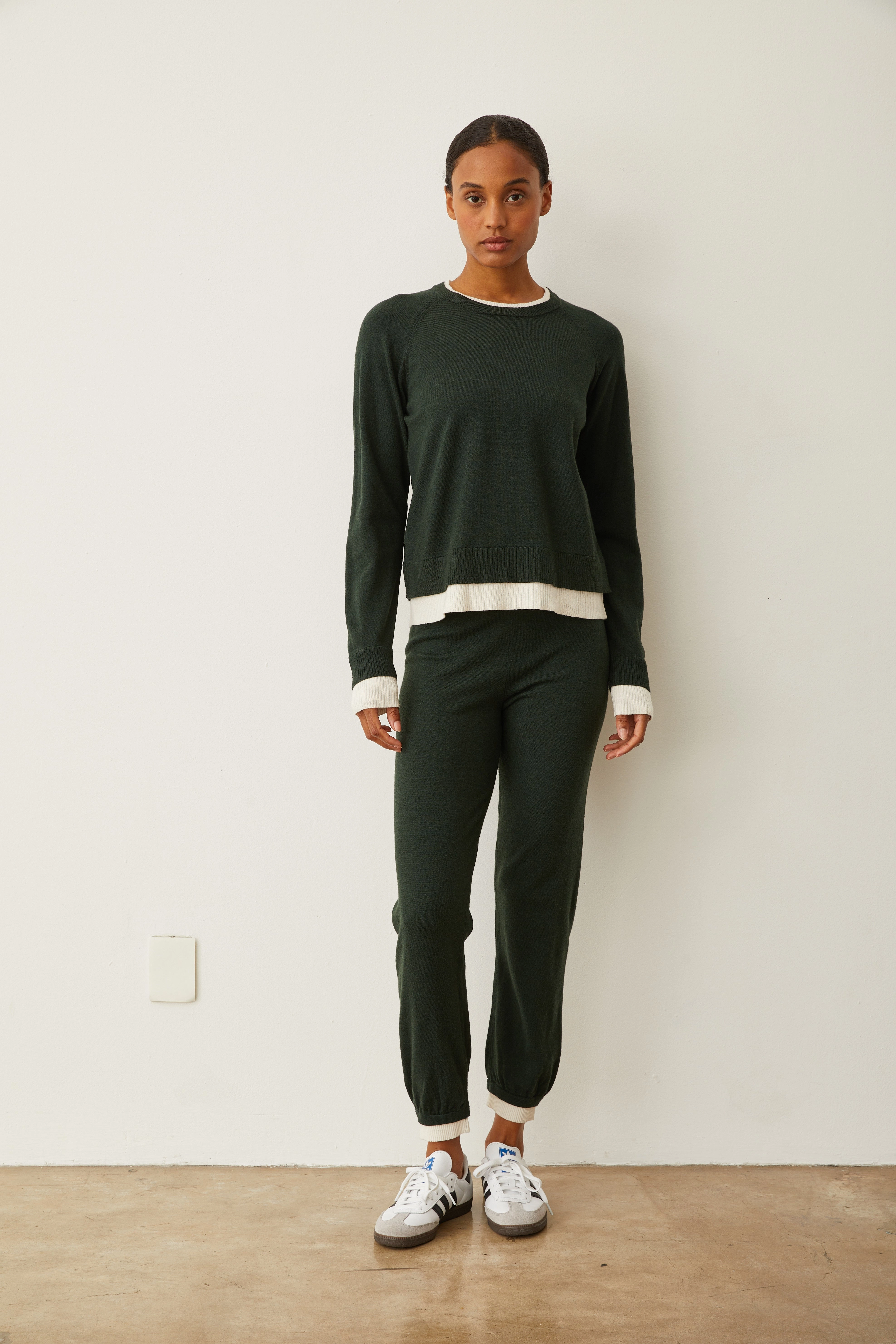 Soft Knit Crew Neck Contrast Sweater Modernized Quality