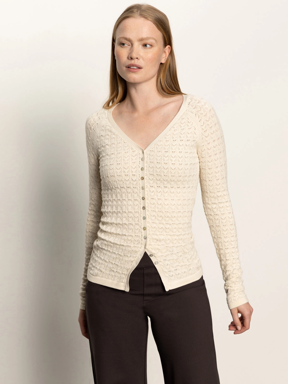 Soft Knit Fitted Raglan Cardi Light Oat
