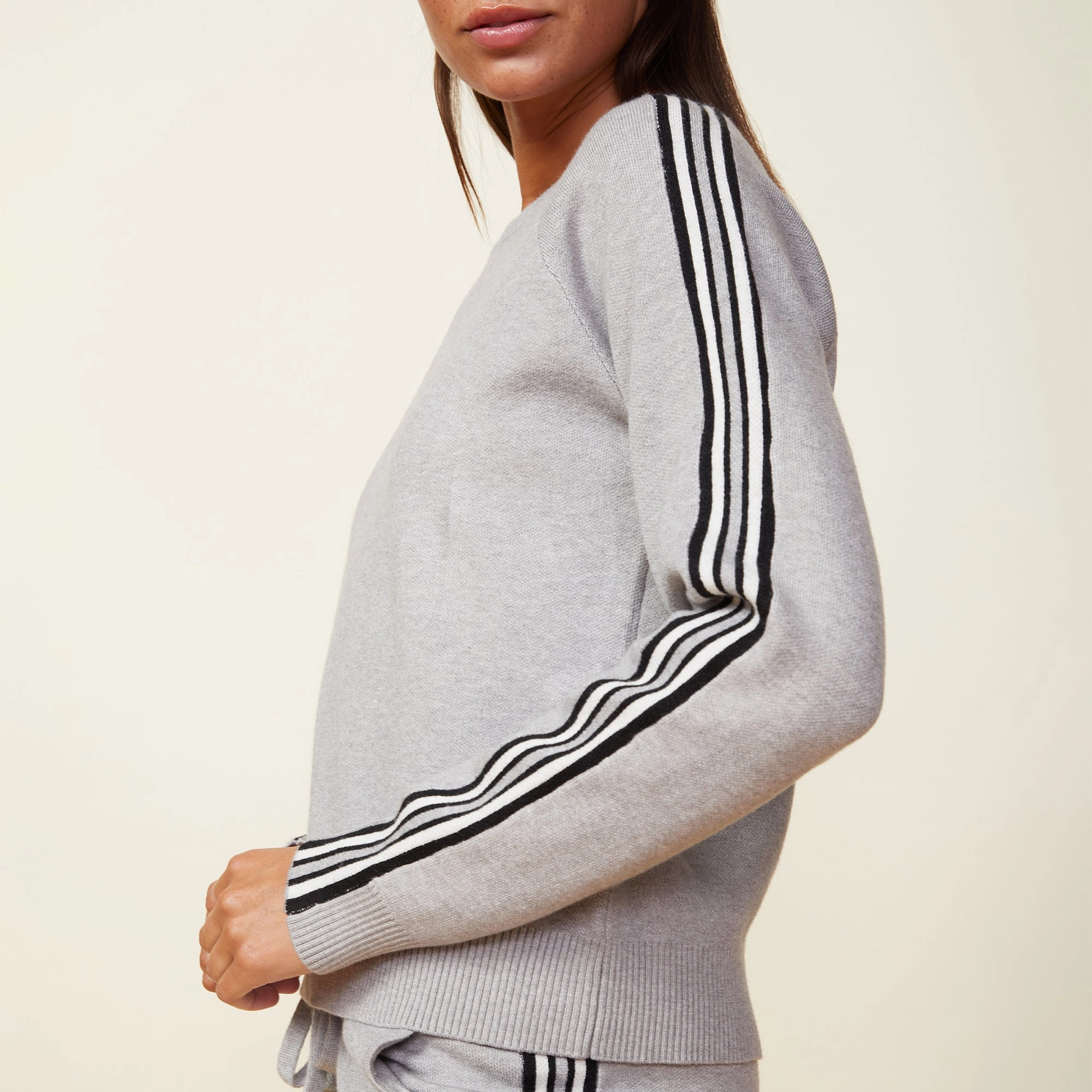 Soft Knit Track Raglan Sweater Elegant Modern