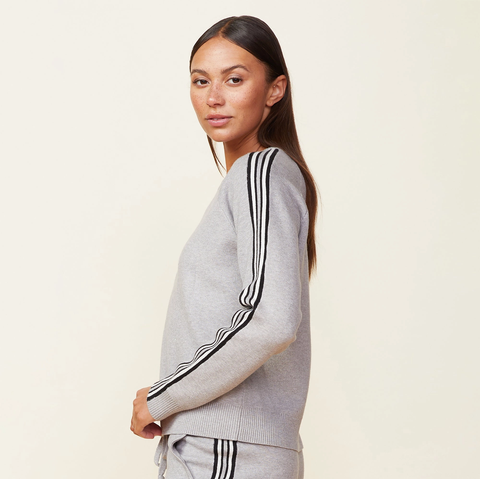 Soft Knit Track Raglan Sweater Elegant Modern