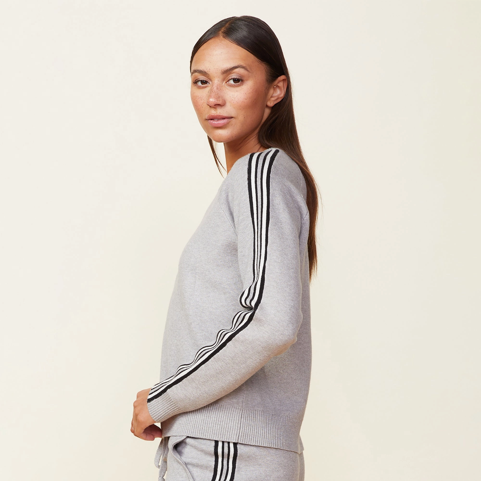 Soft Knit Track Raglan Sweater Elegant Modern