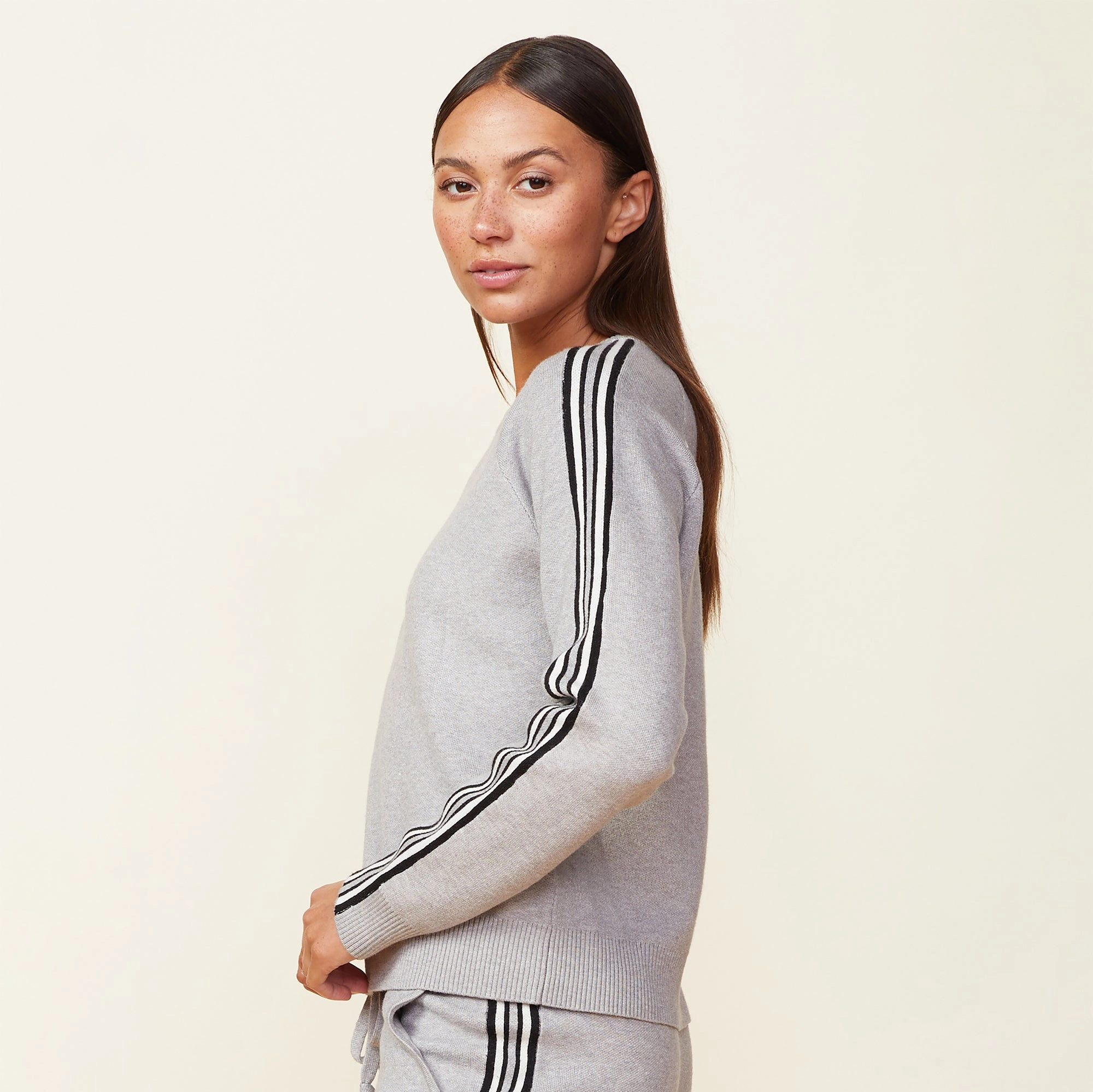 Soft Knit Track Raglan Sweater Elegant Touch