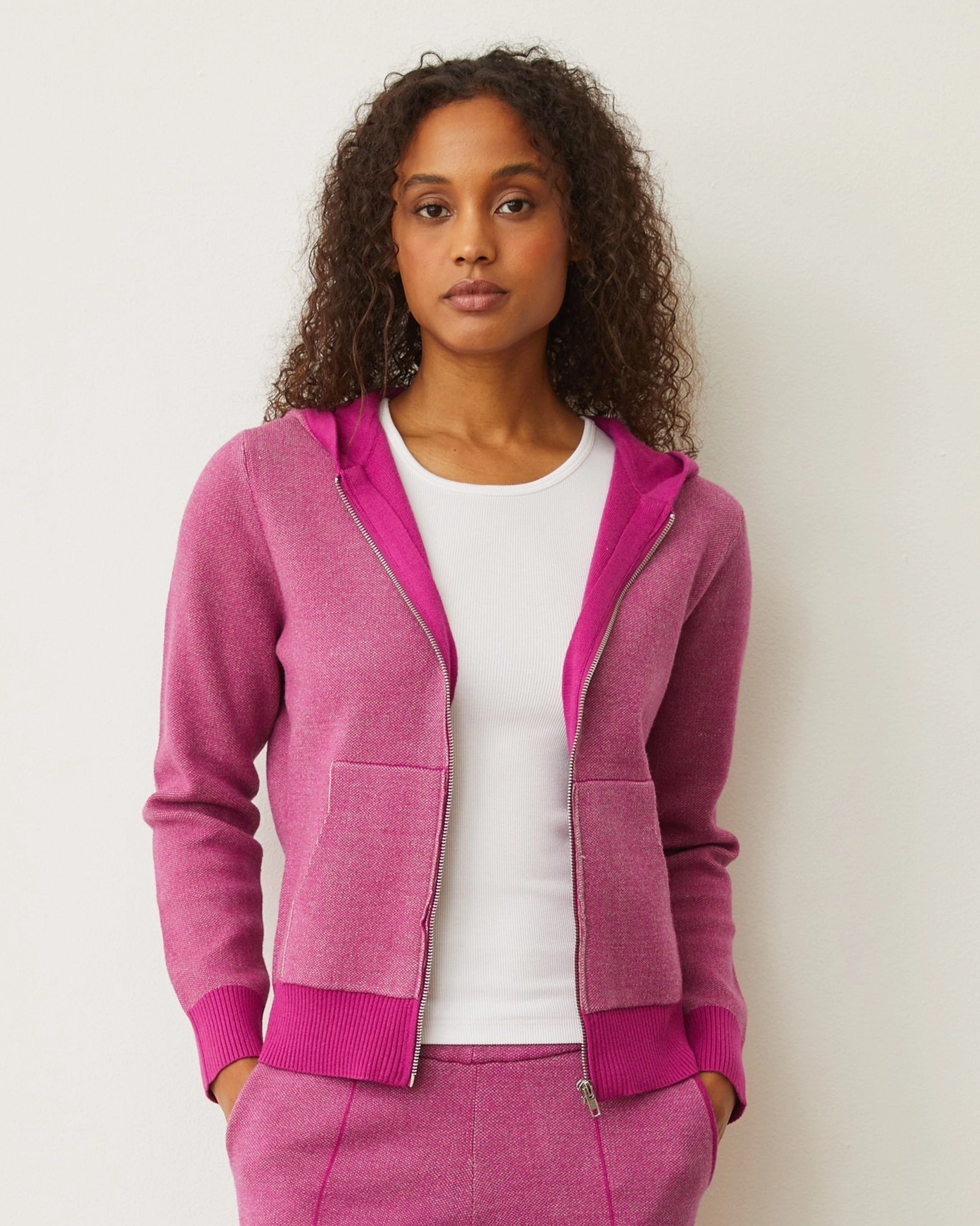 Soft Knit Two Tone Zip Up Hoody Trendy Design