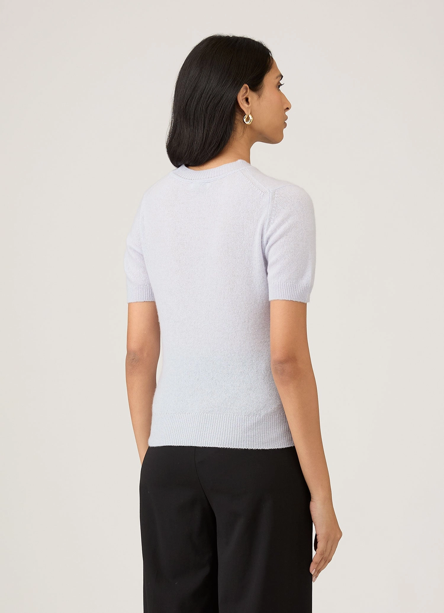Soft Layers Women's Cashmere T-Shirt in Ice Blue
