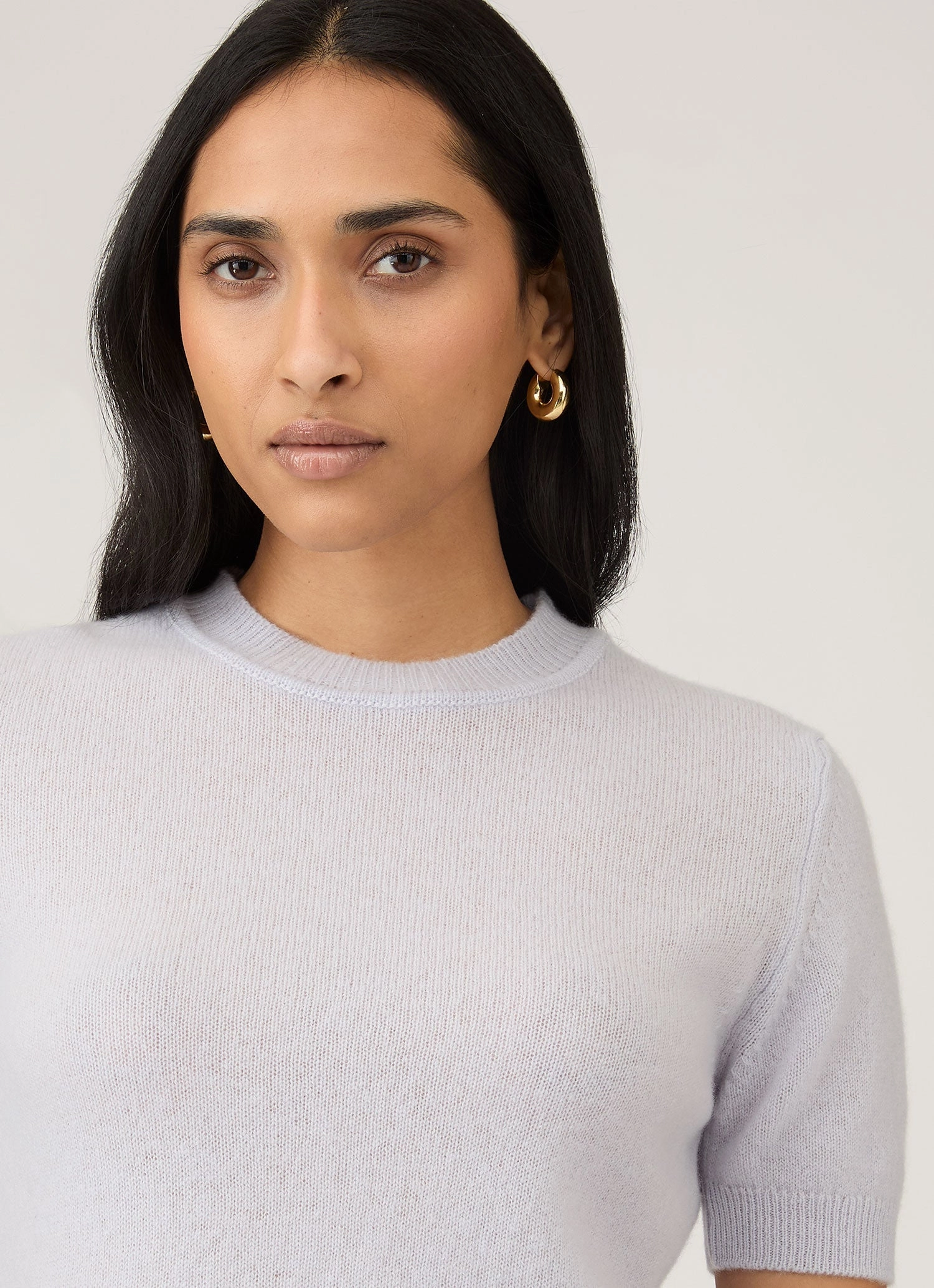 Soft Layers Women's Cashmere T-Shirt in Ice Blue