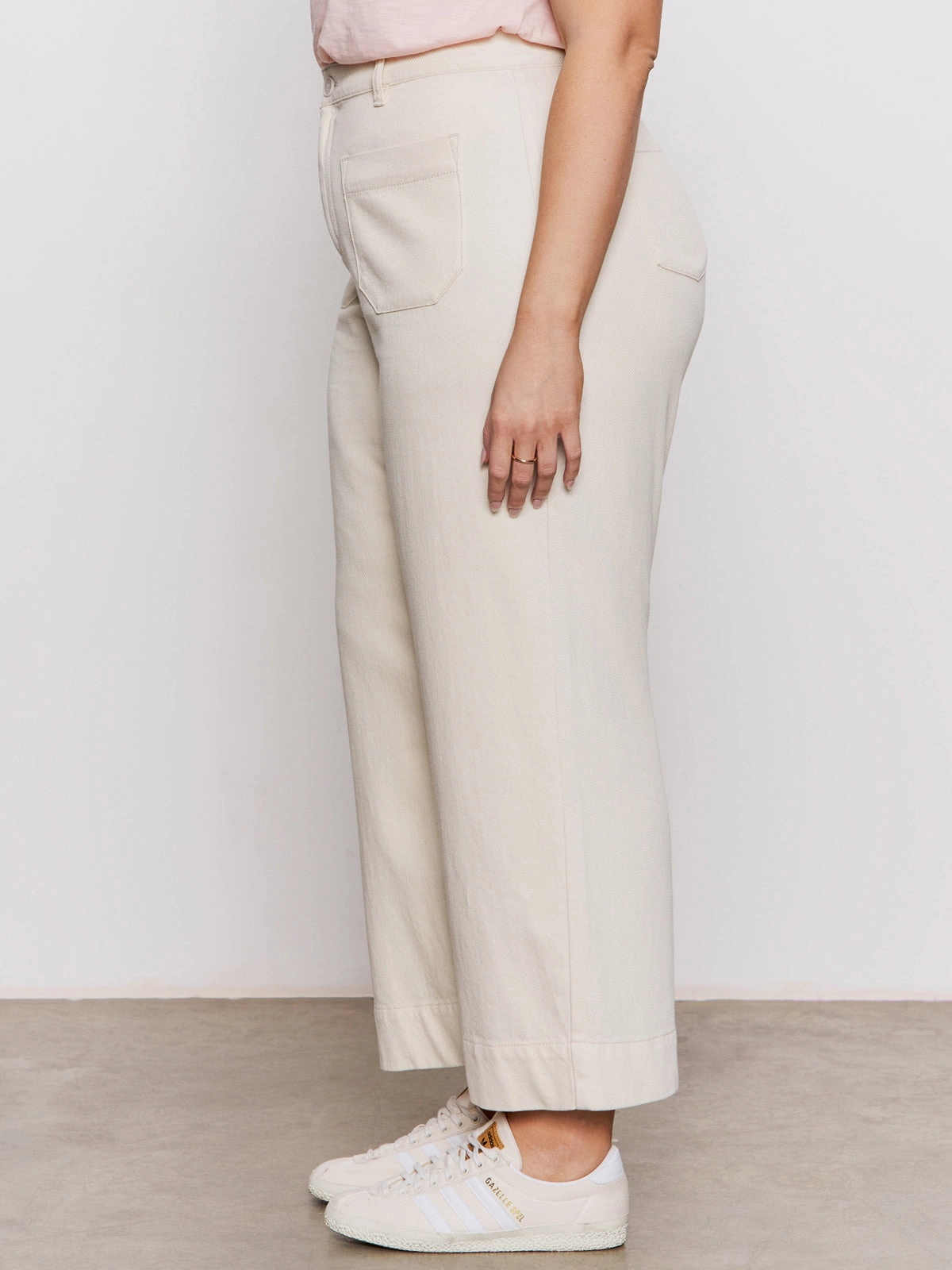 Soft Marine Wide Leg Standard Rise Crop Pant Macrame Extended Sizing Smart Style