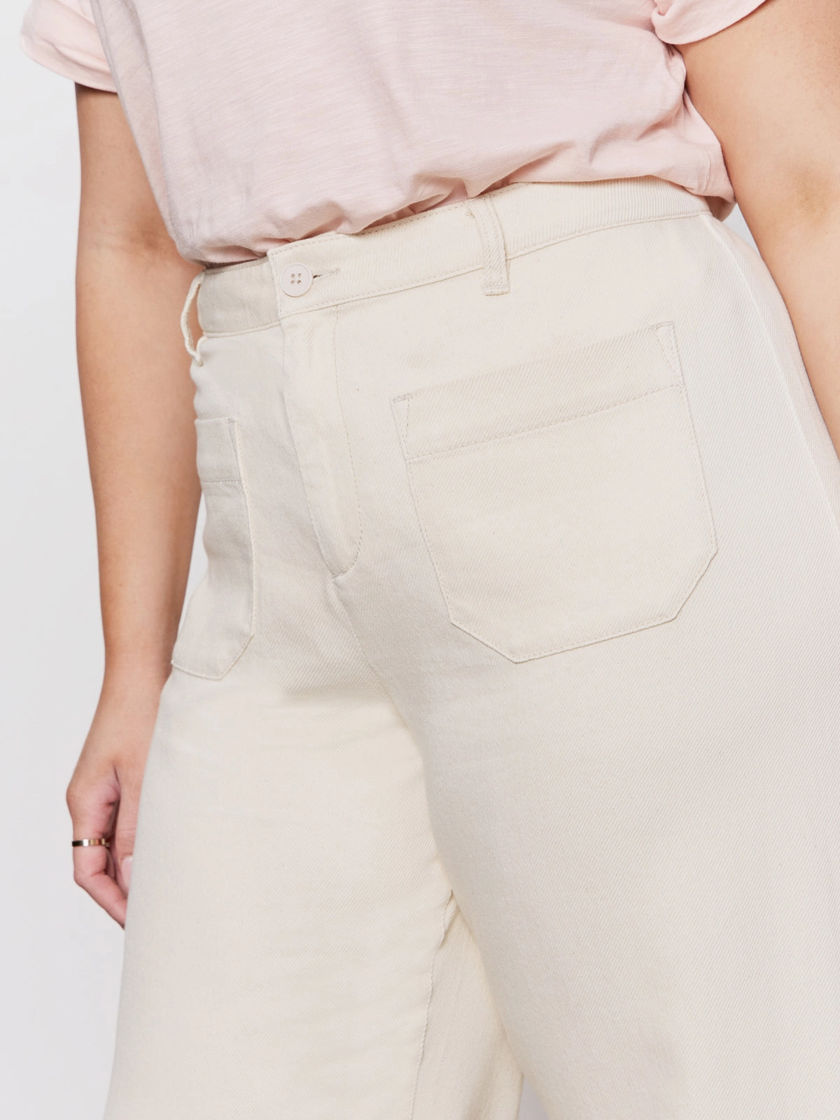 Soft Marine Wide Leg Standard Rise Crop Pant Macrame Extended Sizing Smart Style