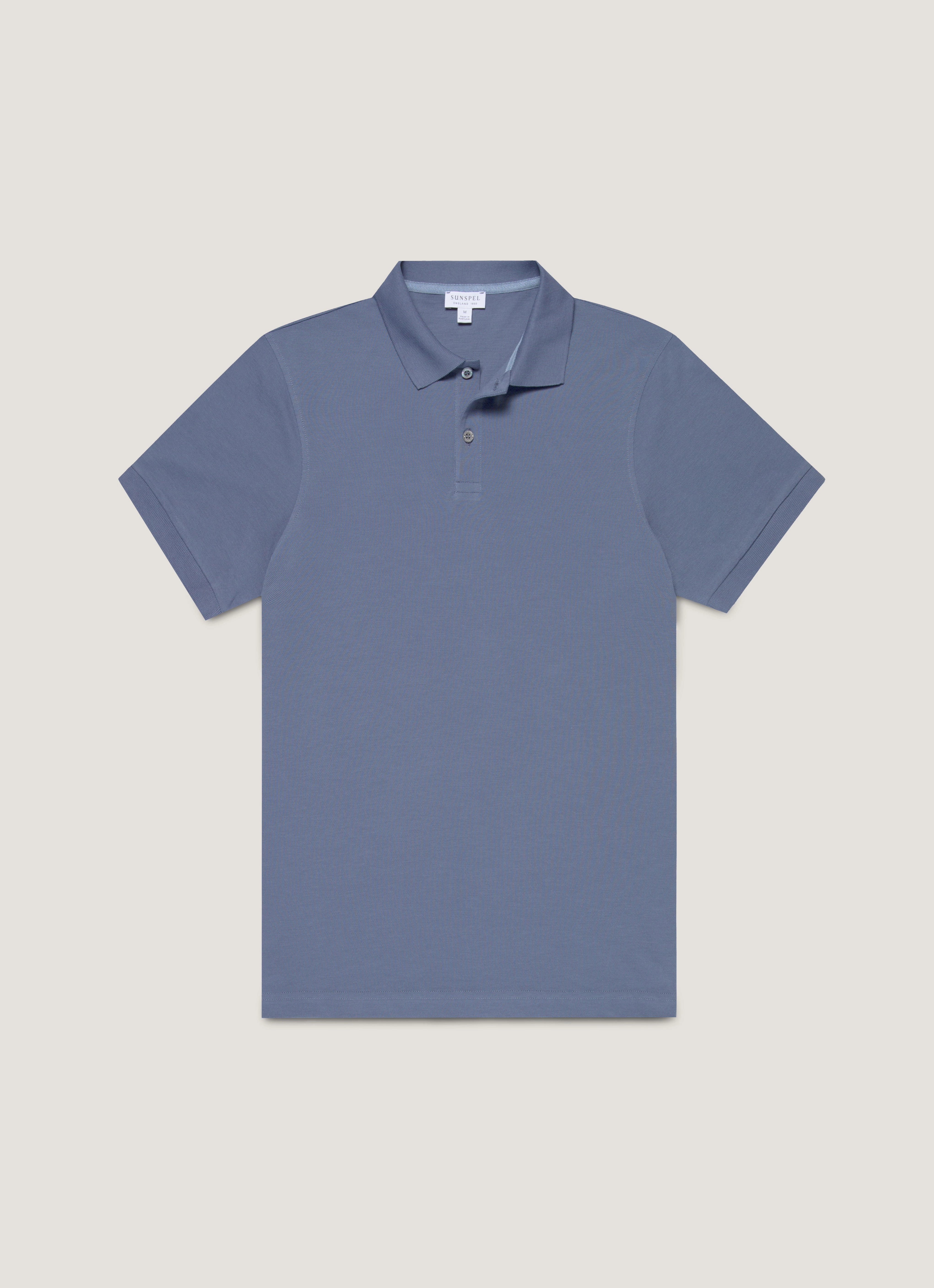 Men's Piqu?? Polo Shirt in Selvedge Blue Fresh Street Seasonal Wave