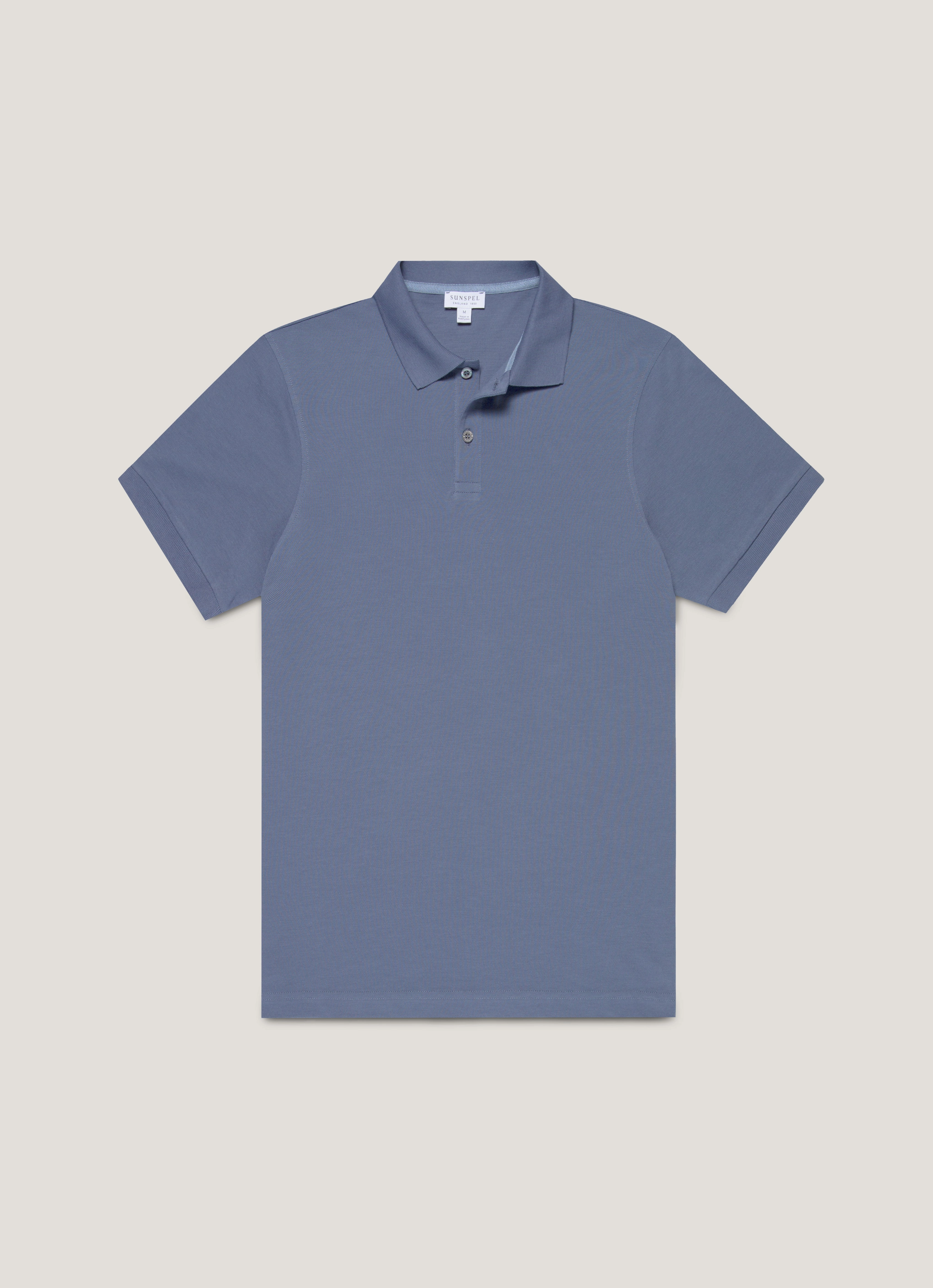 Men's Piqu?? Polo Shirt in Selvedge Blue Modern Vibe Weekend Style Look