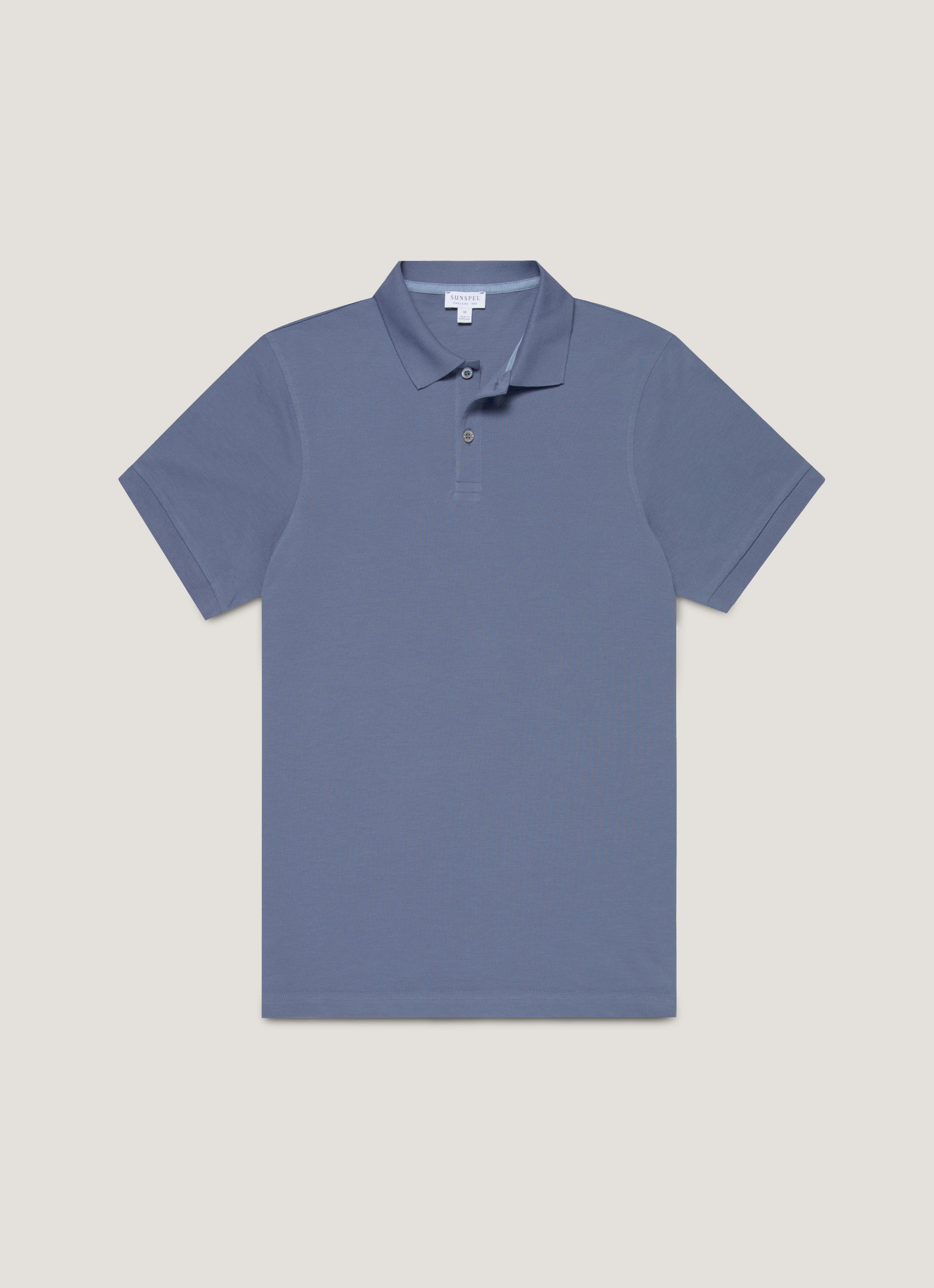 Men's Piqu?? Polo Shirt in Selvedge Blue Fashion Spirit Minimalistic T-shirt style