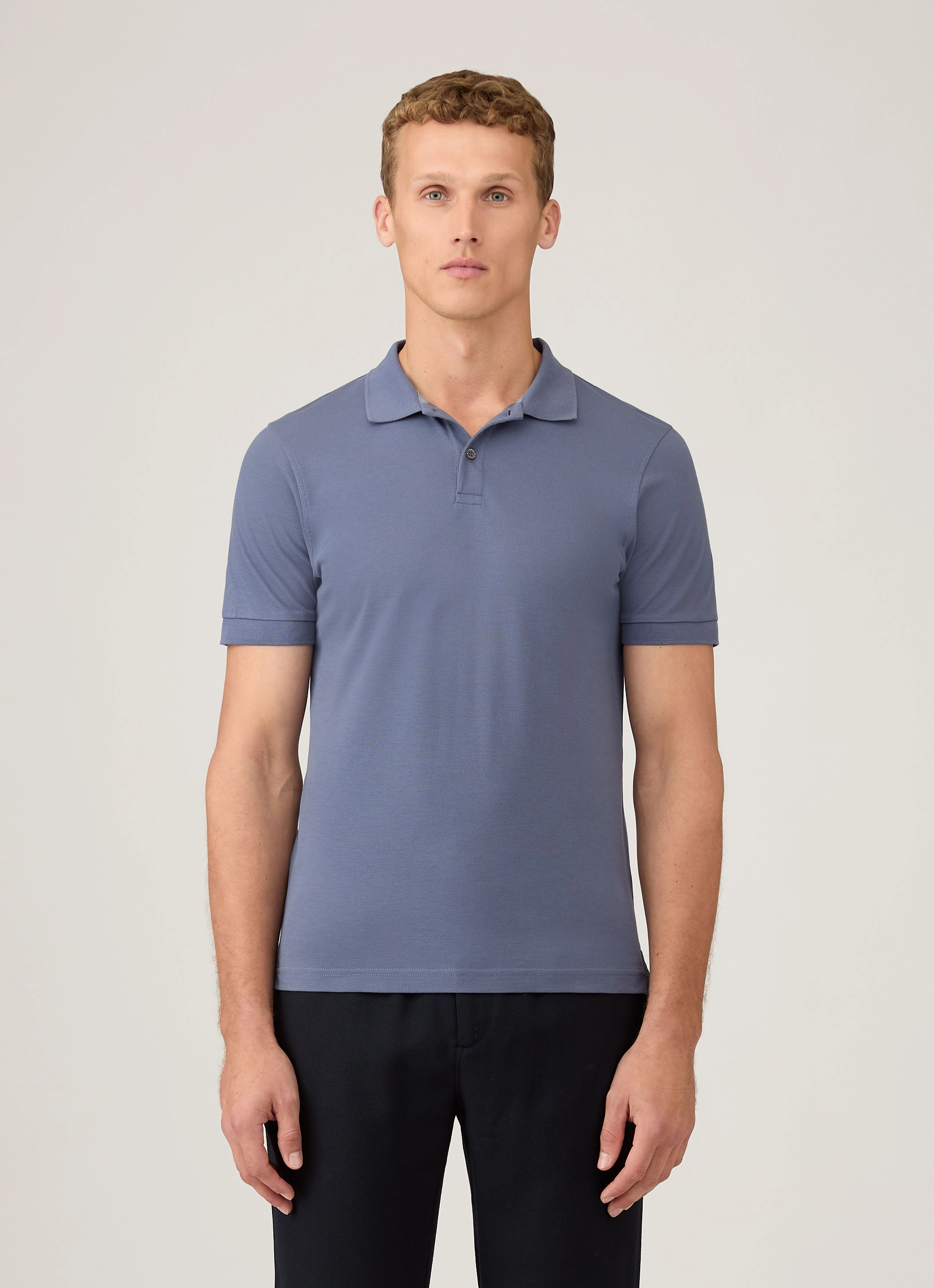 Soft Outfit Men's Piqu?? Polo Shirt in Selvedge Blue