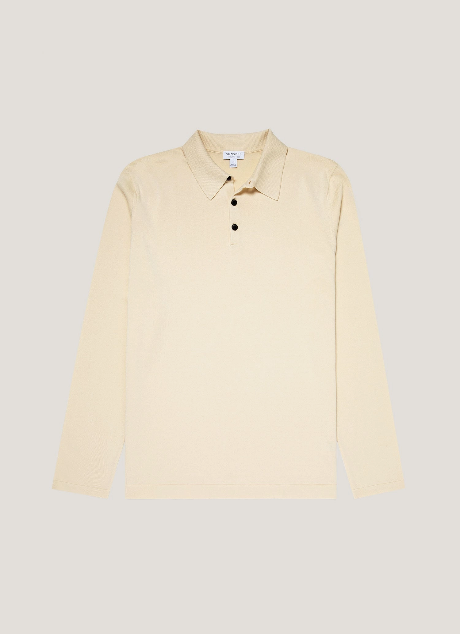 Effortless sweater Men's Long Sleeve Sea Island Cotton Knit Polo Shirt in Undyed