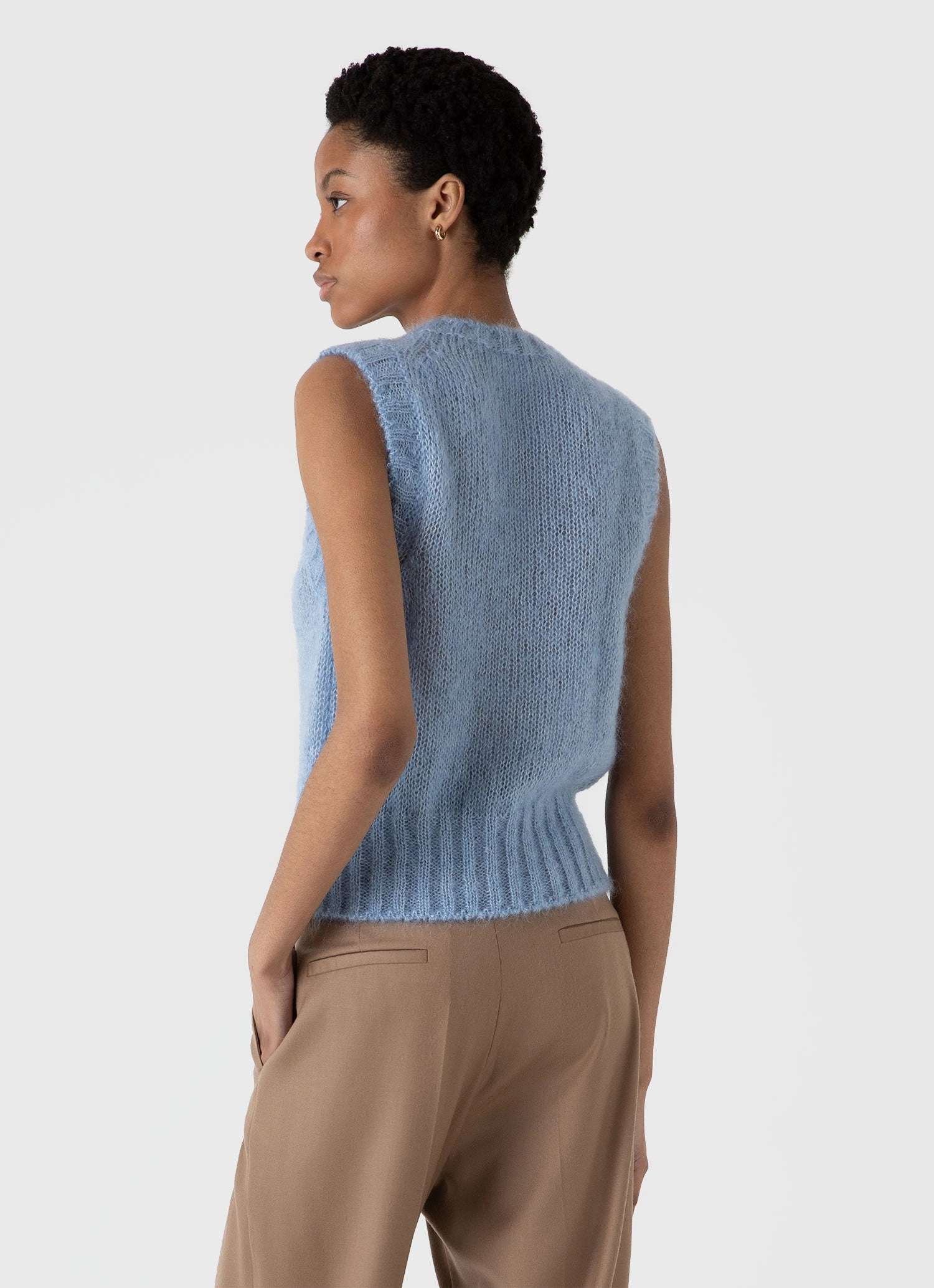 Soft Texture Women's Mohair Silk Vest in Cornflower