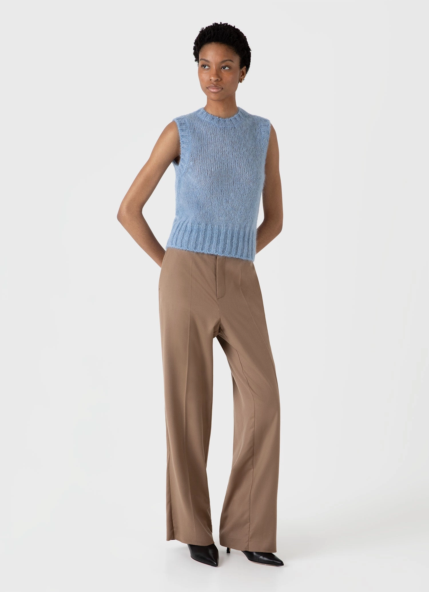 Soft Texture Women's Mohair Silk Vest in Cornflower