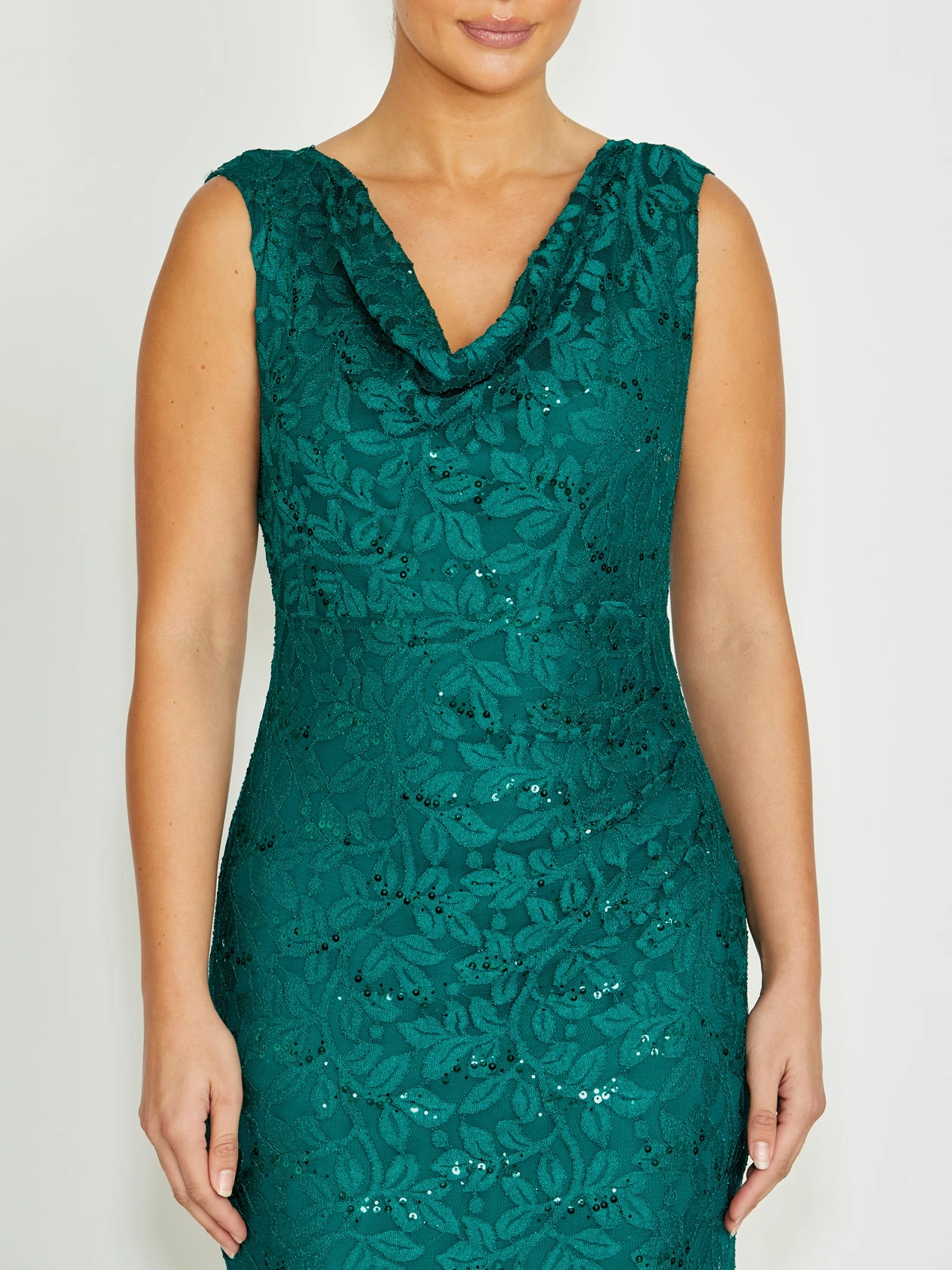 Soft Touch Elisa Green Cowl Neck Gown