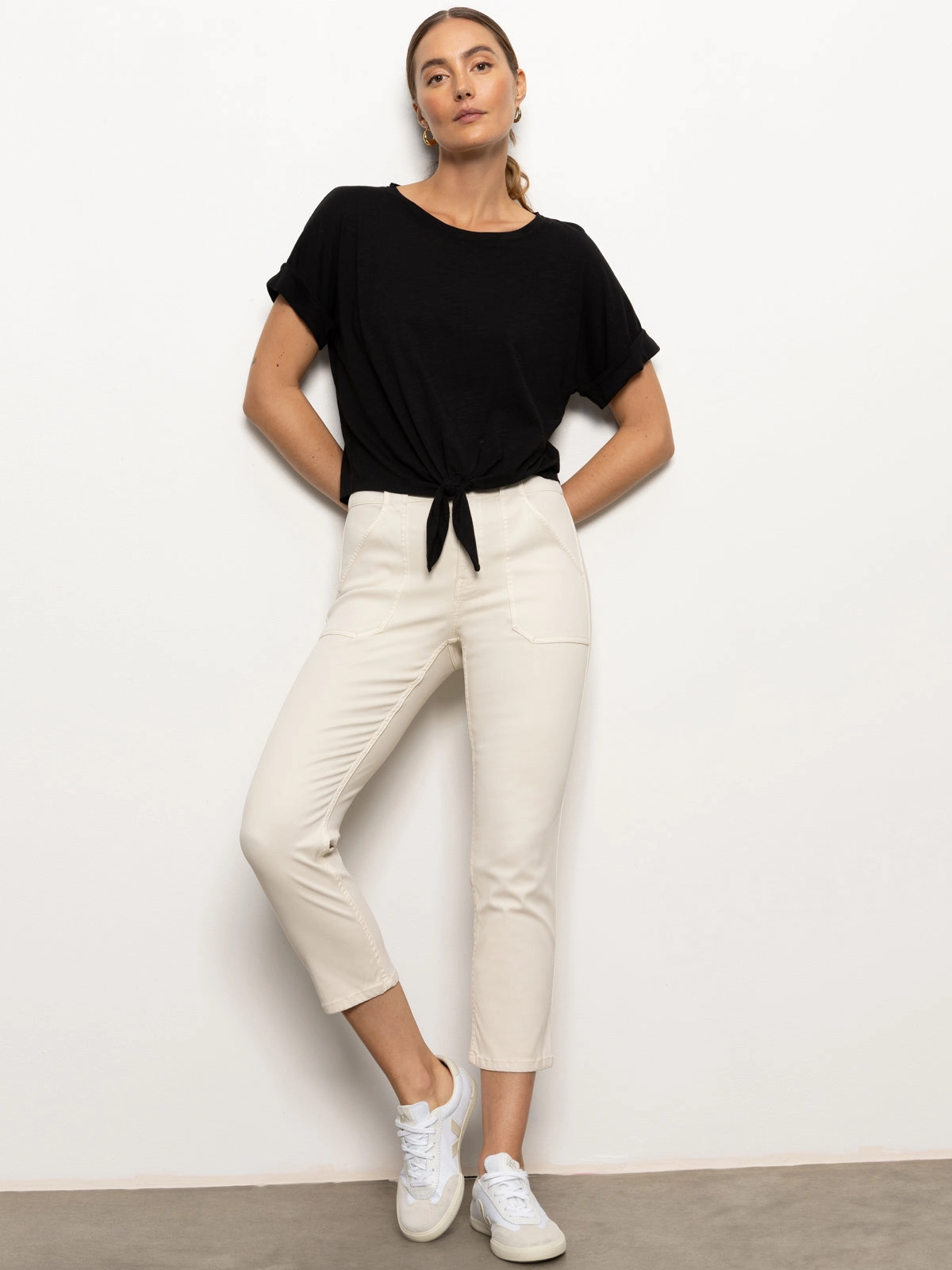 Soft Touch Sculpted Hayden Standard Rise Straight Crop Pants Light Oat