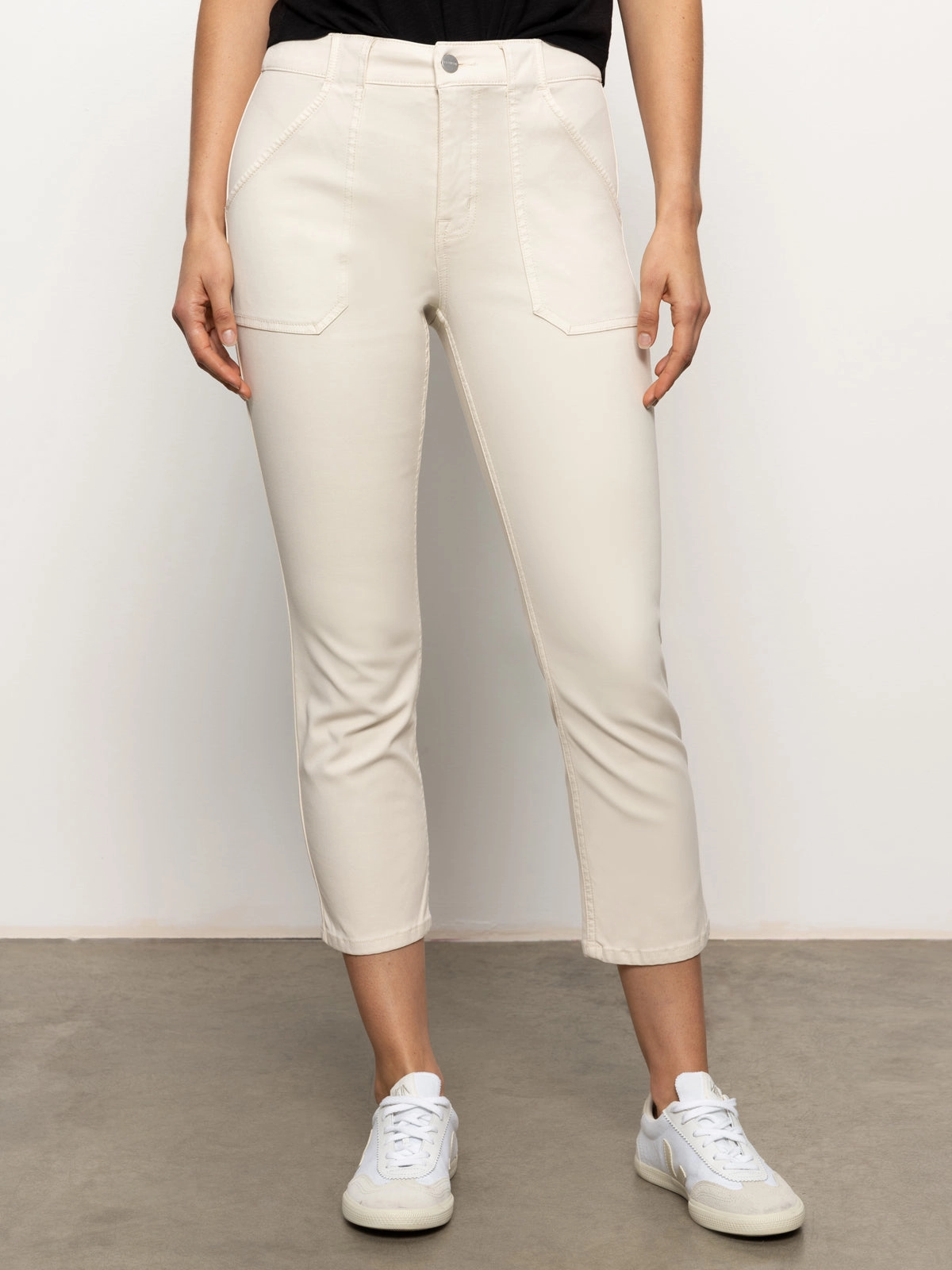 Sculpted Hayden Standard Rise Straight Crop Pants Light Oat petite size Comfortable Leg
