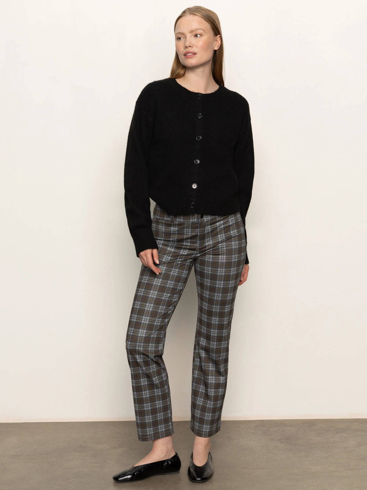 Soft Waistband 90's Straight Legging Burnt Olive Plaid