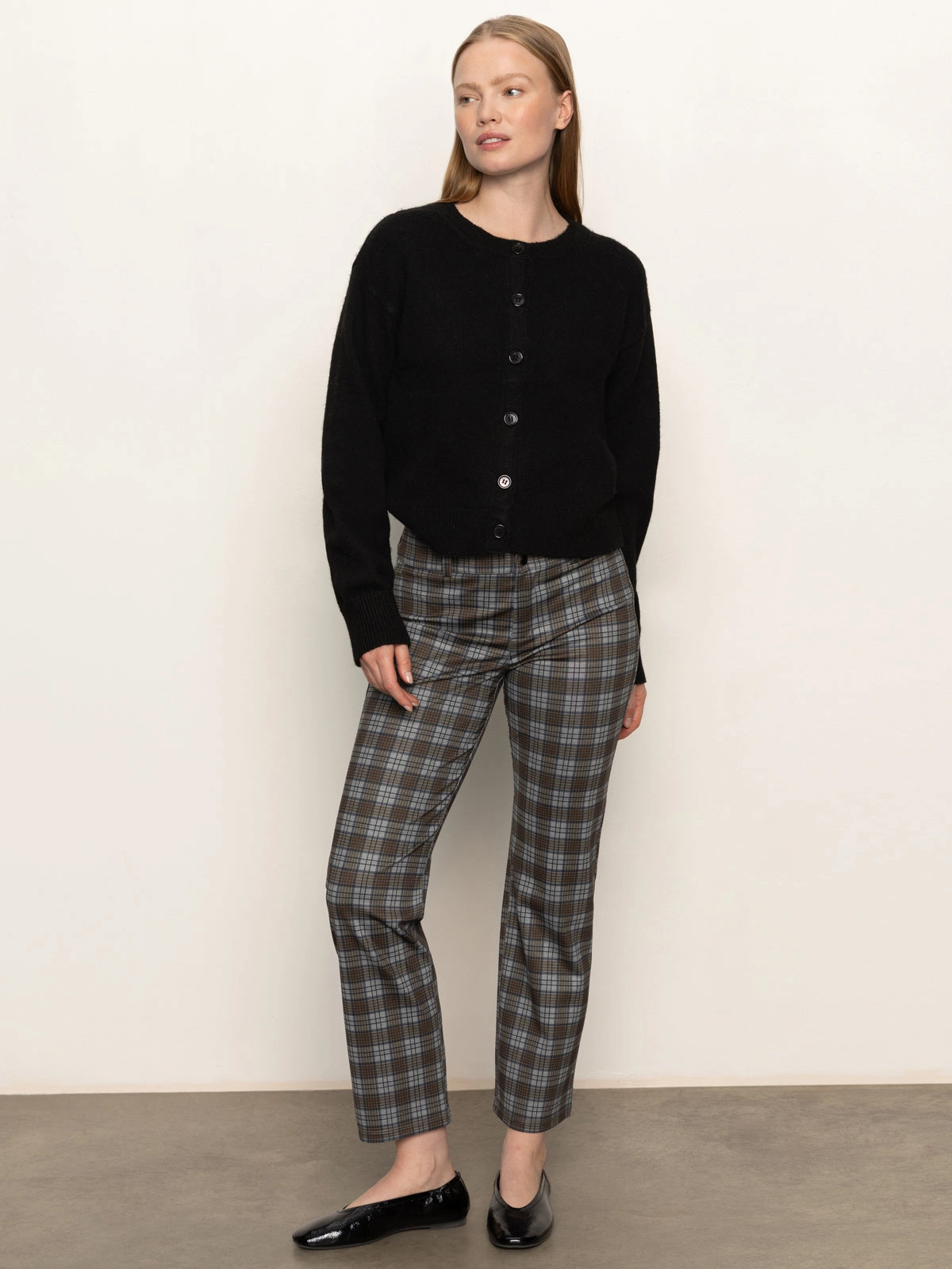 Soft Waistband 90's Straight Legging Burnt Olive Plaid