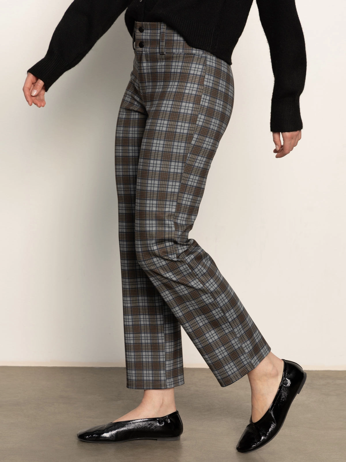Soft Waistband 90's Straight Legging Burnt Olive Plaid