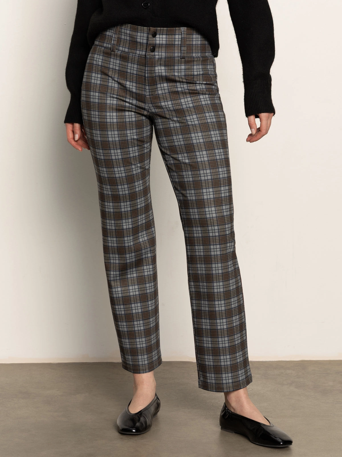 90's Straight Legging Burnt Olive Plaid linen quality
