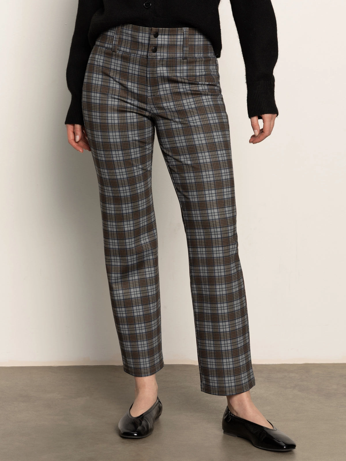 90's Straight Legging Burnt Olive Plaid Wide-leg cut Wool blend