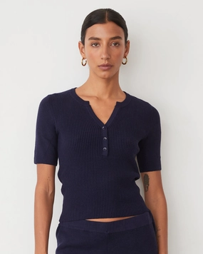 Elegant Athlete Softknit Rib Waffle Henley