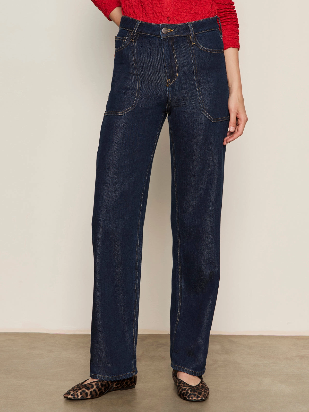 Soleil 90's Straight Jean Indigo Dark Raw Rinse Cargo