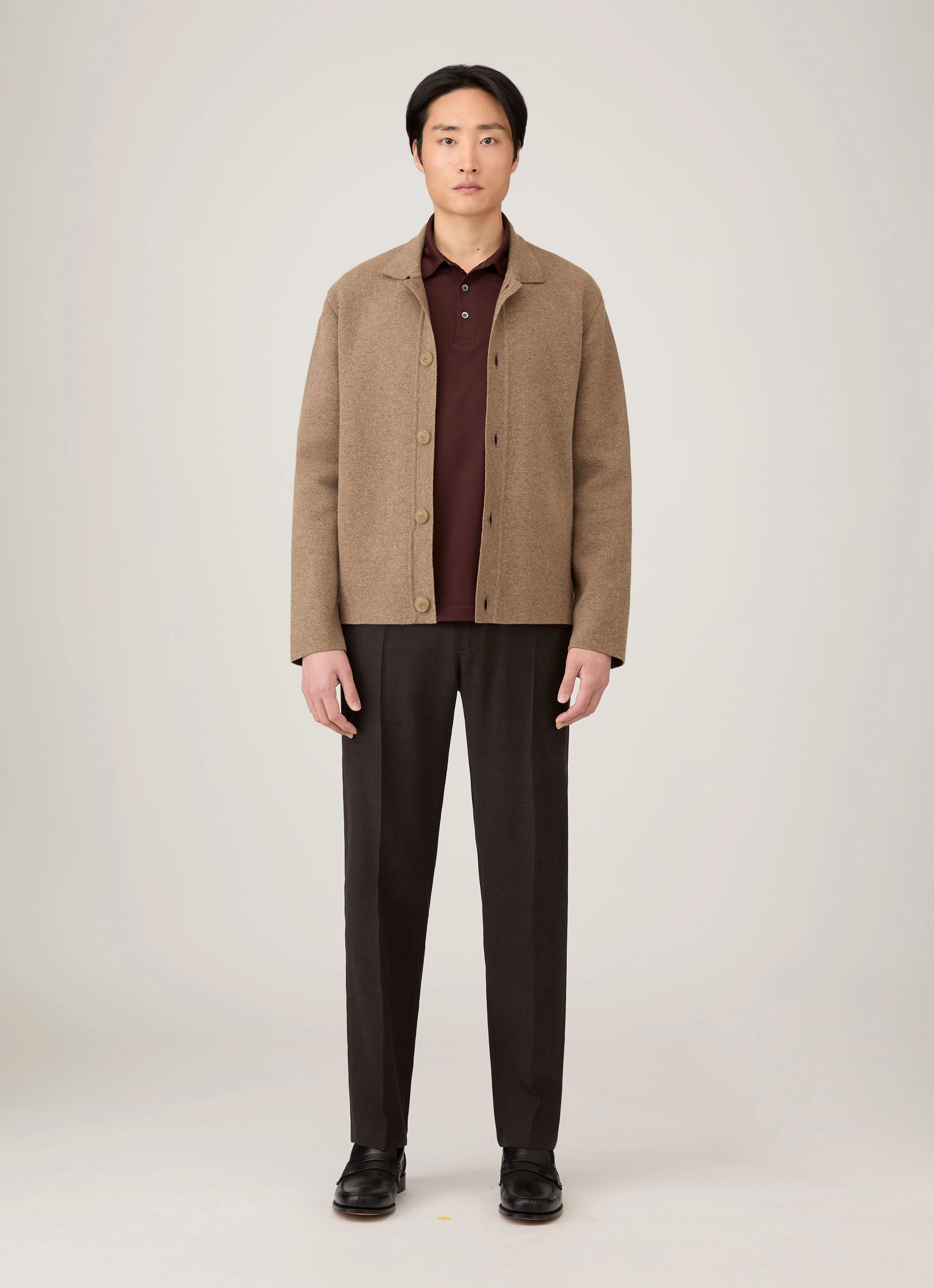 Solid Color Versatile Men's Double Faced Jacket in Mink