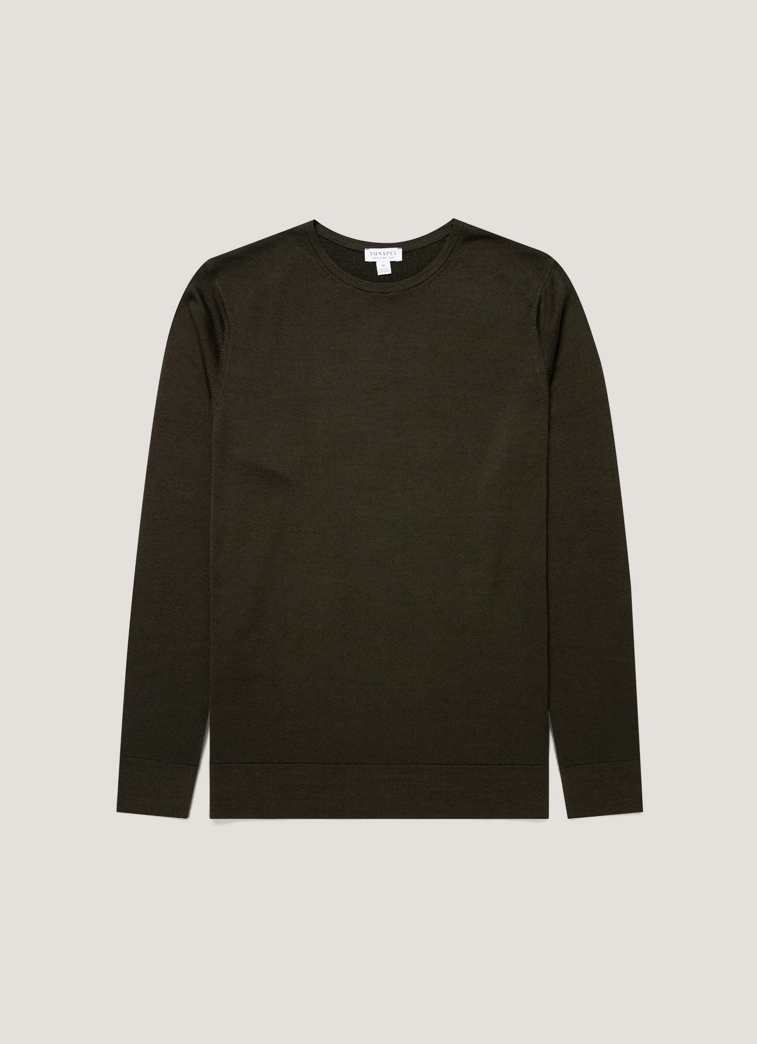 comfy sweater Casual sweater for work Men's Extra-Fine Merino Crew Neck in Dark Green