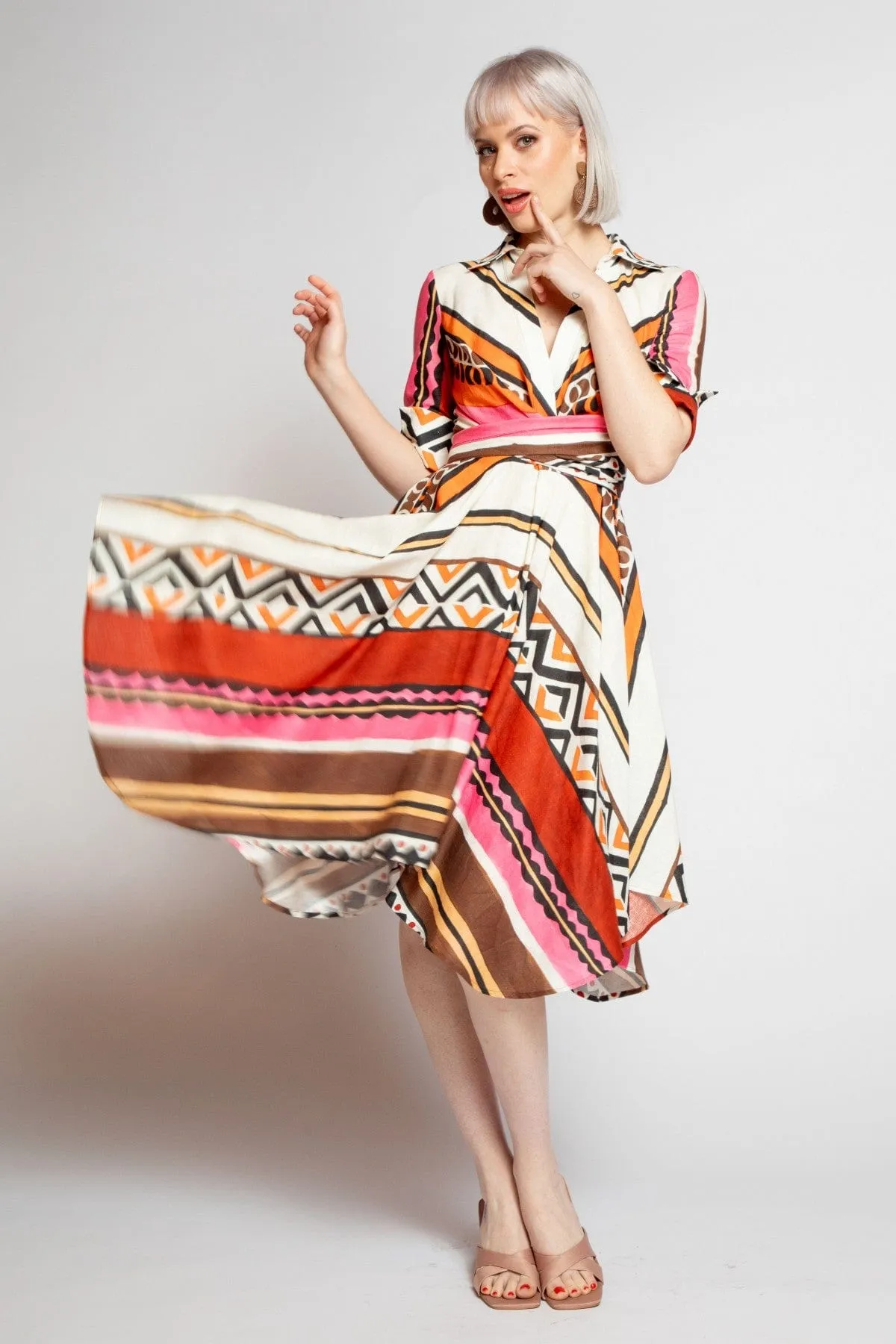 Sophia Dress - Tulum Stripe Patchwork style