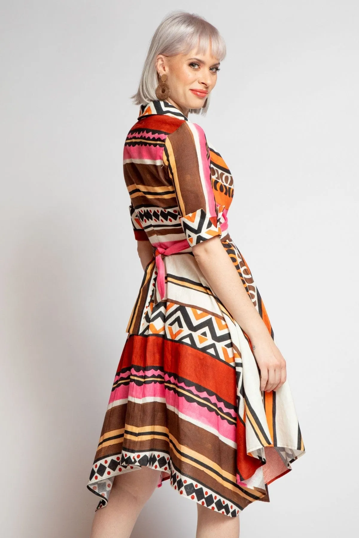 Sophia Dress - Tulum Stripe Patchwork style