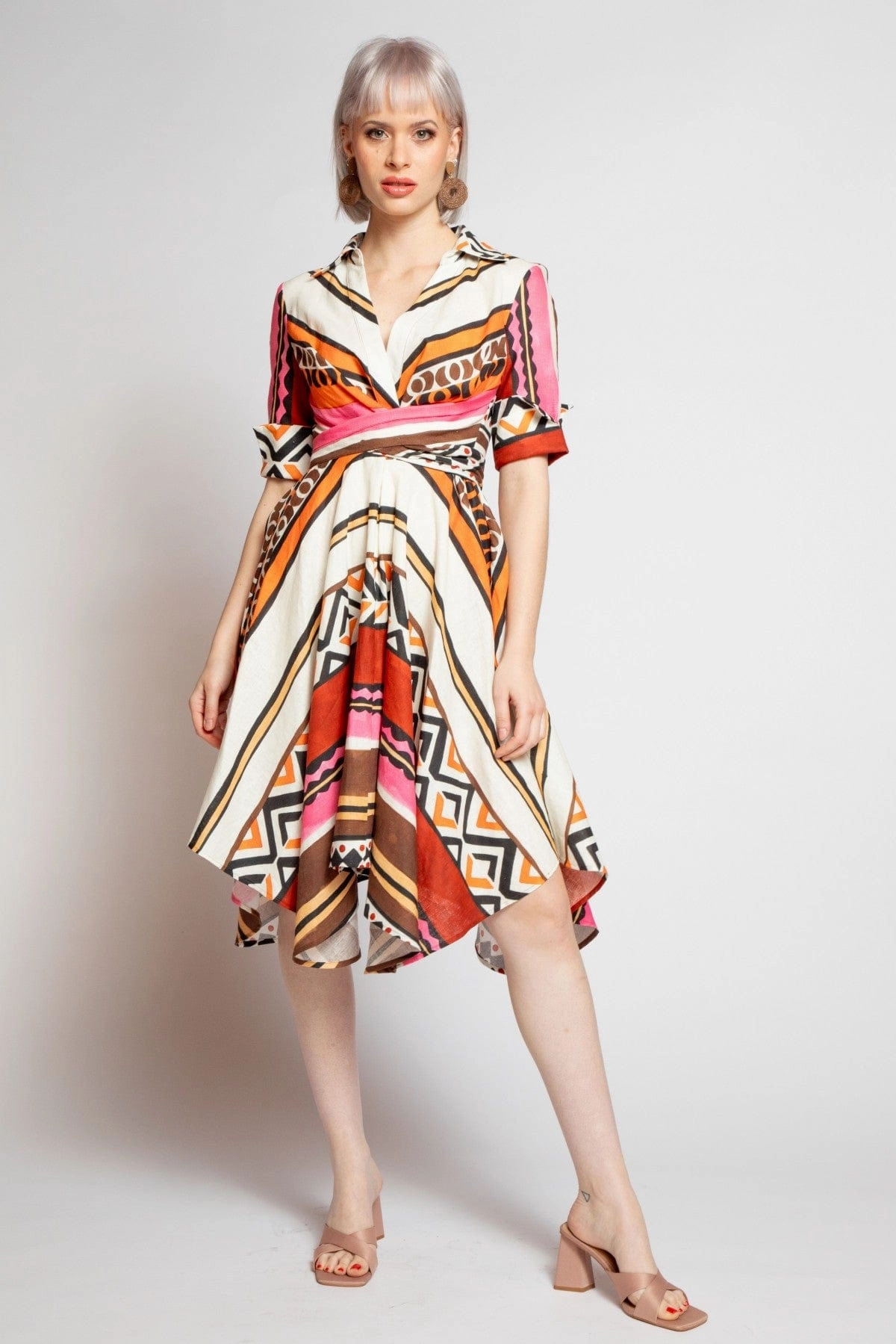 City Roof Rainbow Arc Sophia Dress - Tulum Stripe