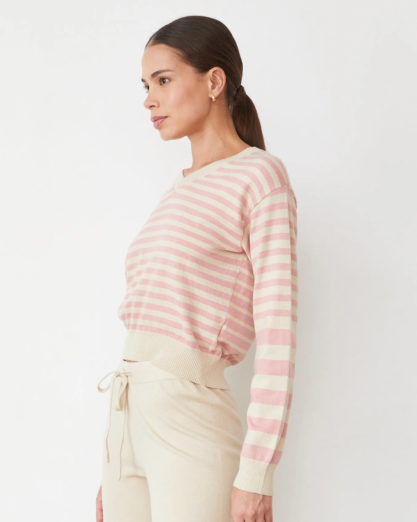 Sophisticated Trend Lightknit Stripe V Neck