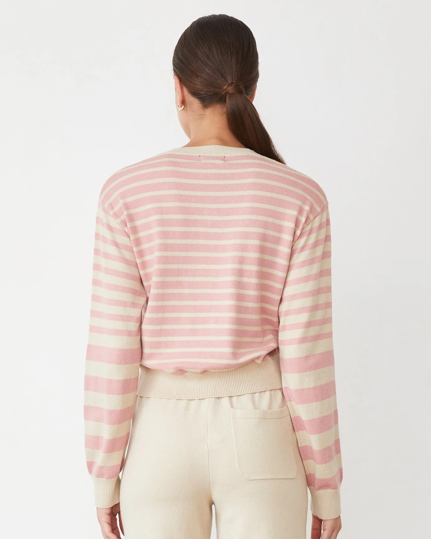 Sophisticated Trend Lightknit Stripe V Neck